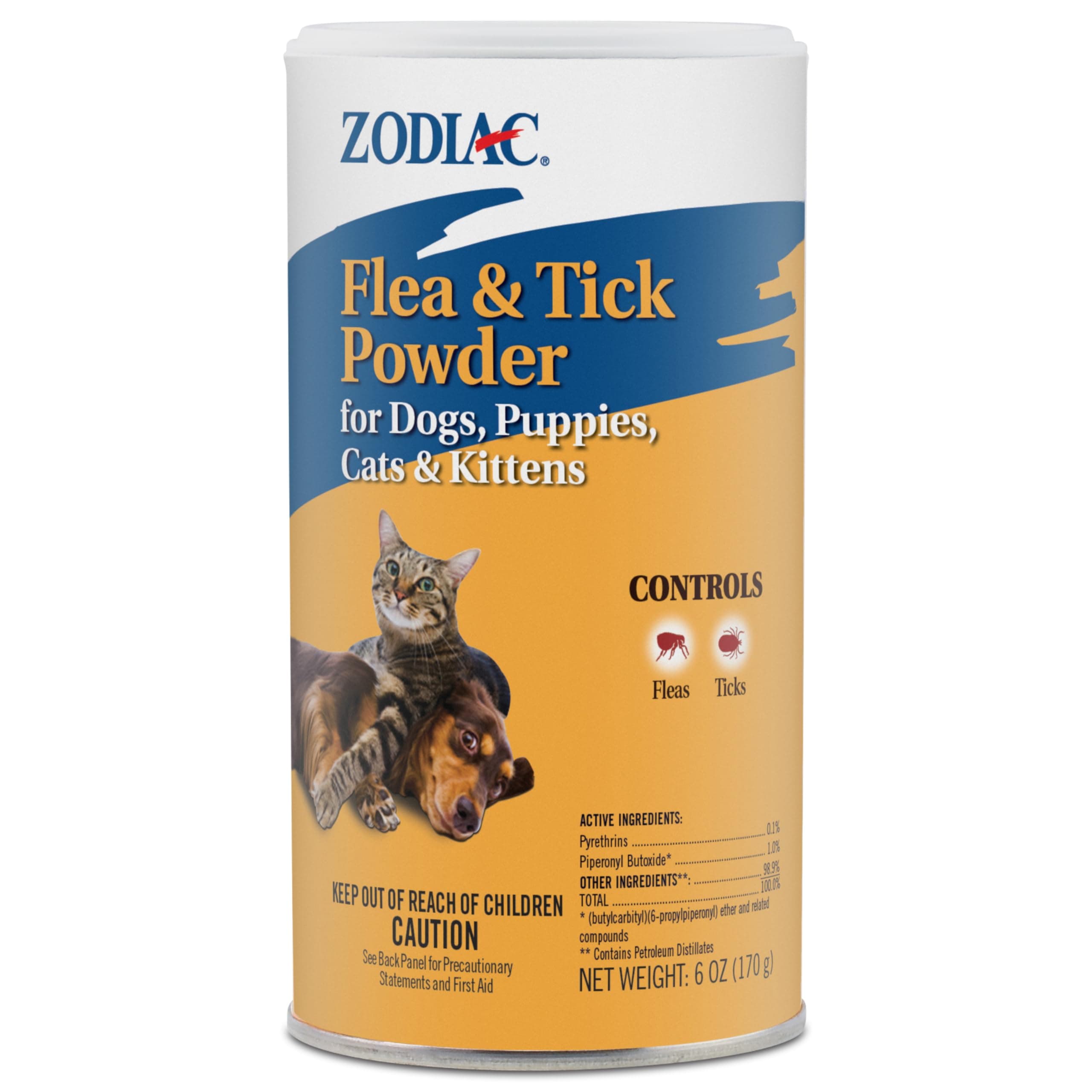 Zodiac Flea & Tick Powder for Dogs, Puppies, Cats & Kittens beige Small