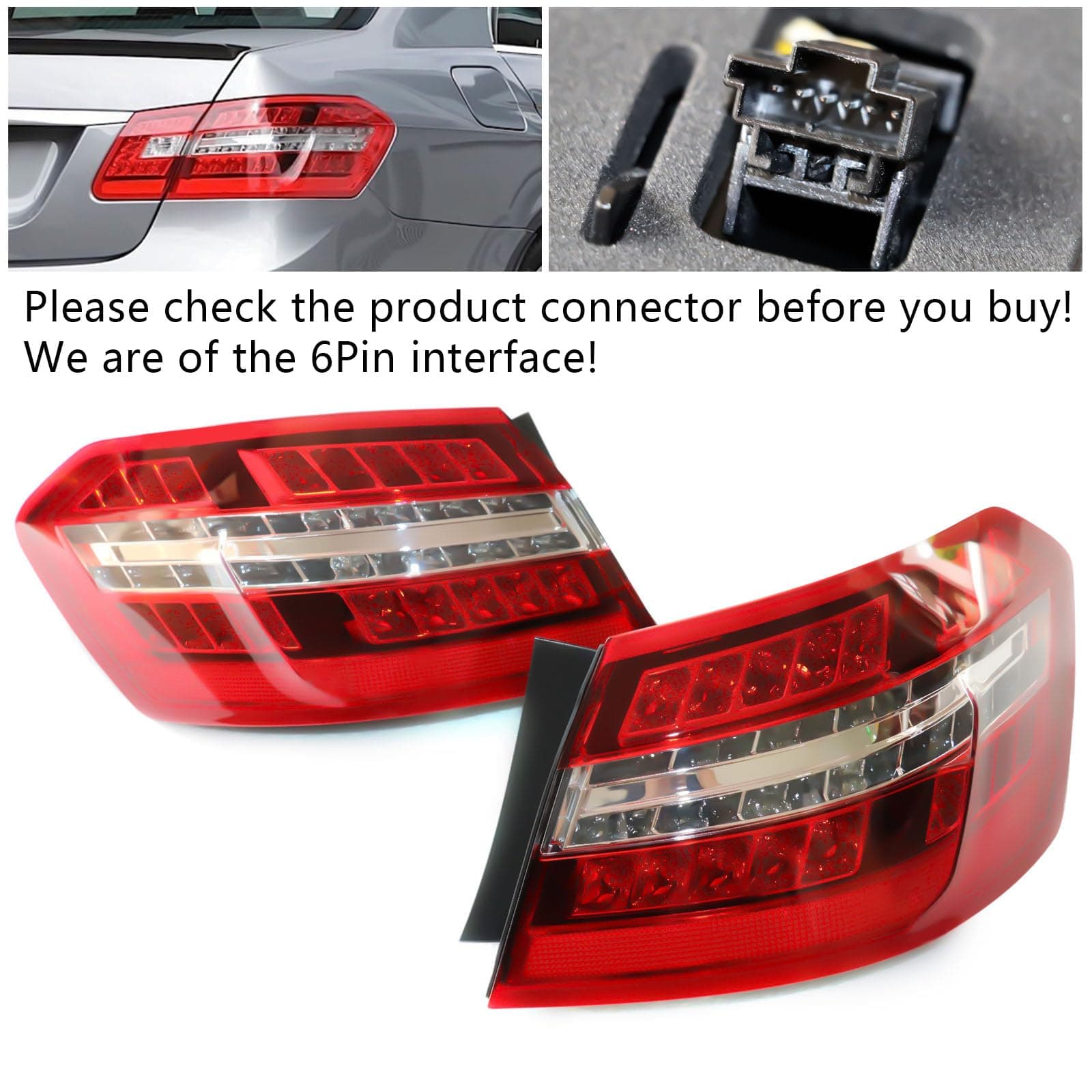 Yellulu Tail Lights Assembly Compatible with 2010 2011 2012 2013 E-Class E350 E550 E63 AMG, Left+Right Side LED Taillight, Driver & Passenger Rear Tail Lamp Replace, 2129060758, 2129060858