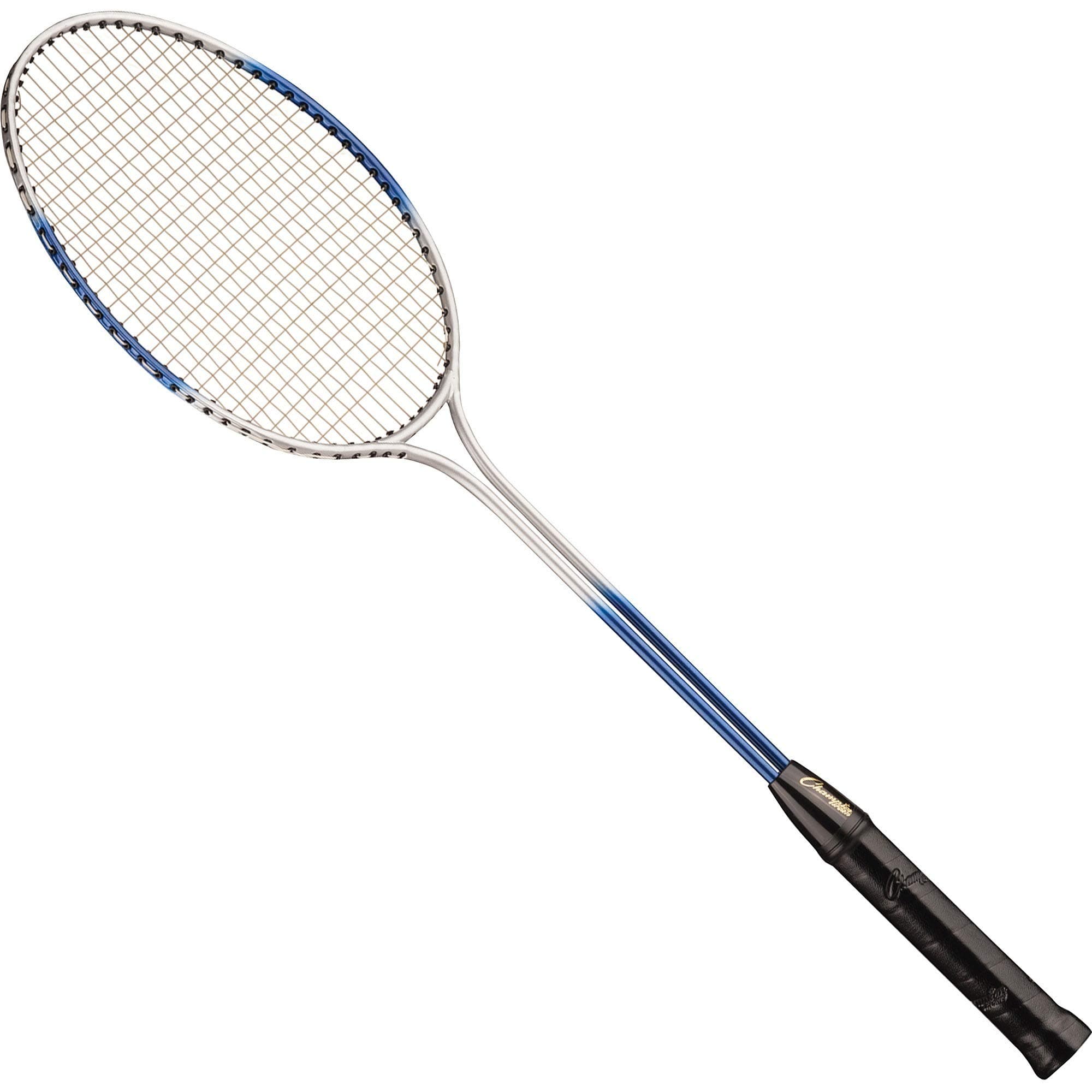 Champion Sports 26" Twin Shaft Badminton Racket with Braided Nylon Strings (Single Racket) - Silver/Blue - For All Skill Levels