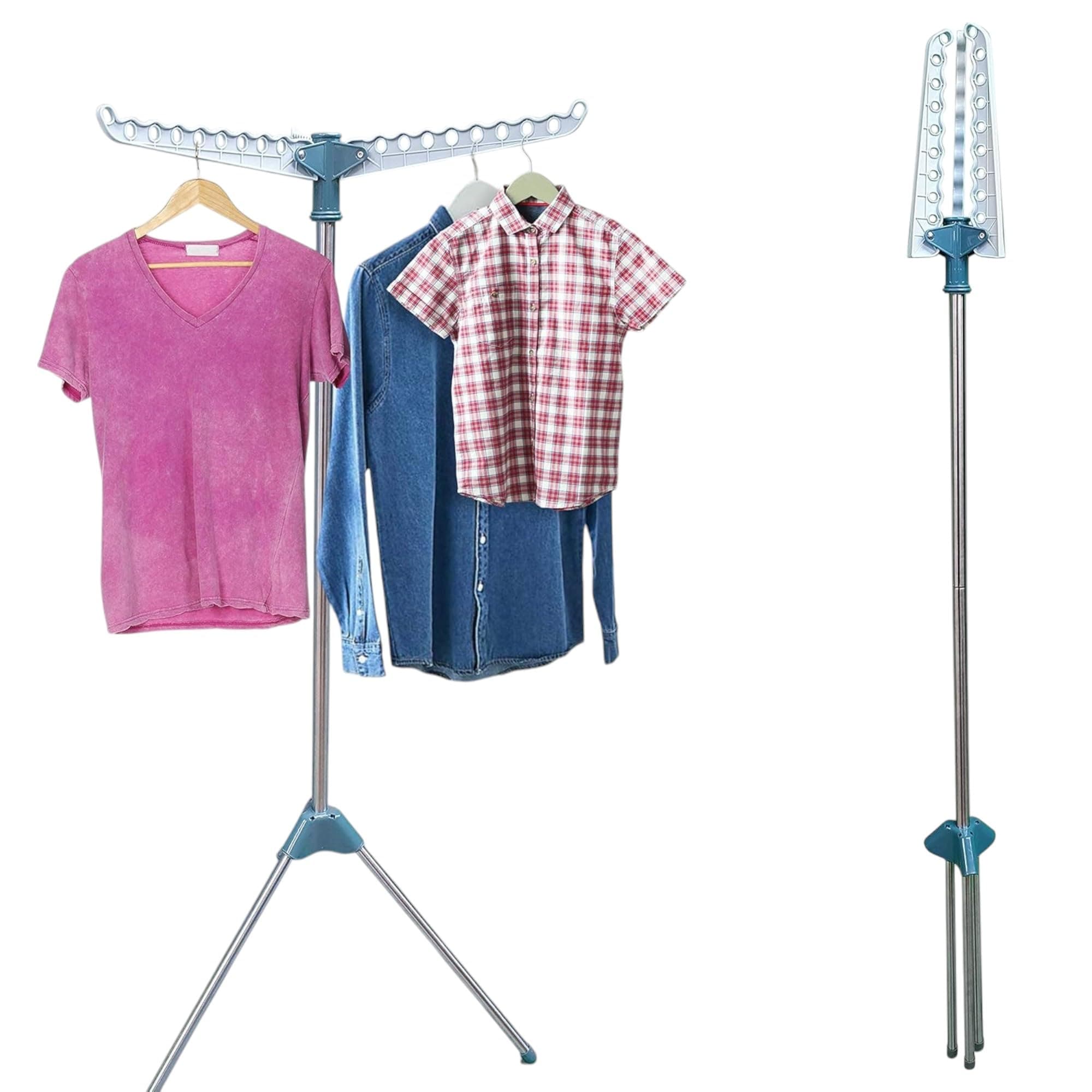 Hyfive Clothes Airer Drying Rack Foldable Laundry Rail Hanger Indoor Outdoor - Single Tier