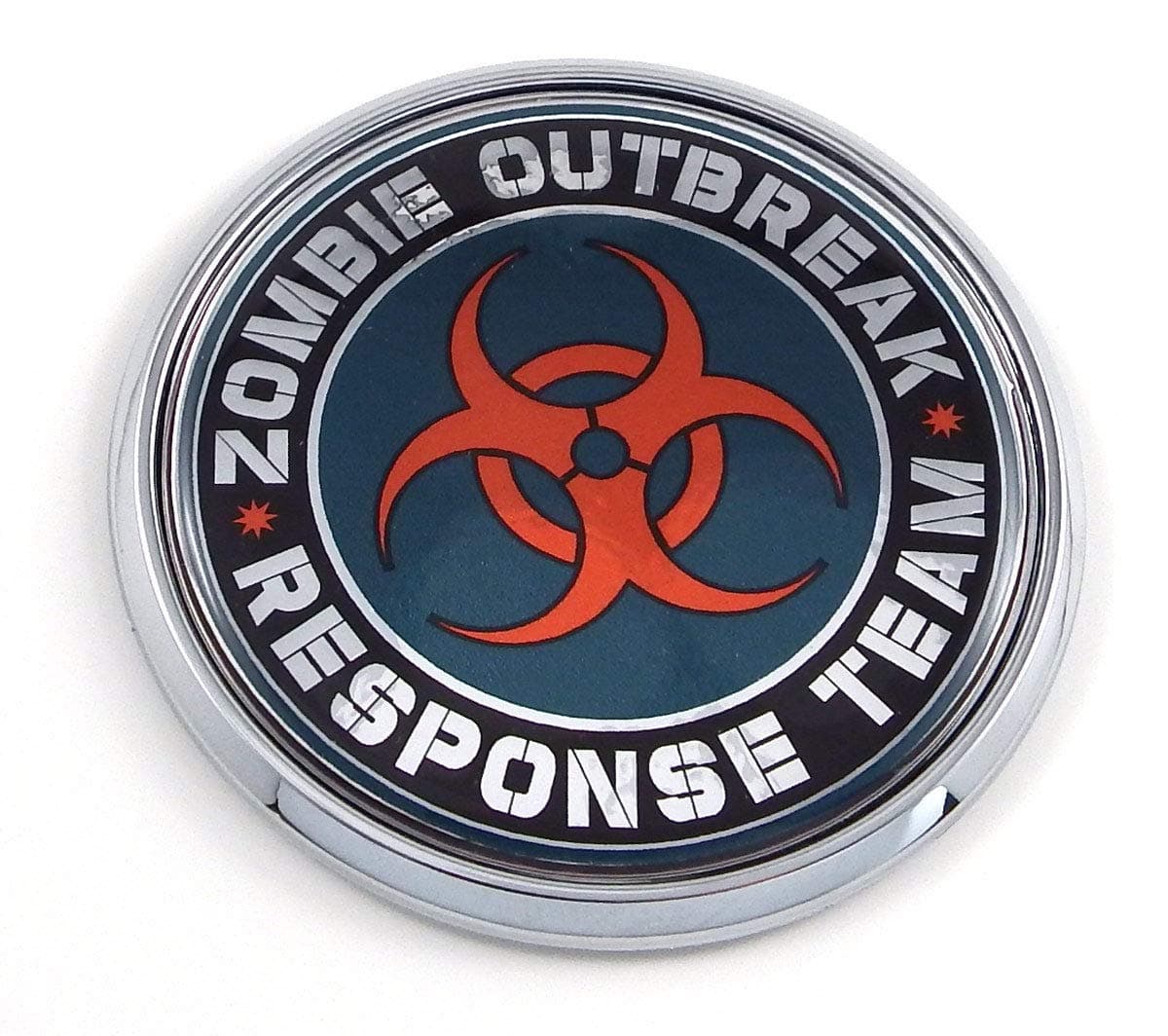 Zombie Outbreak 2.75" Car Chrome Round Emblem Decal 3D Badge