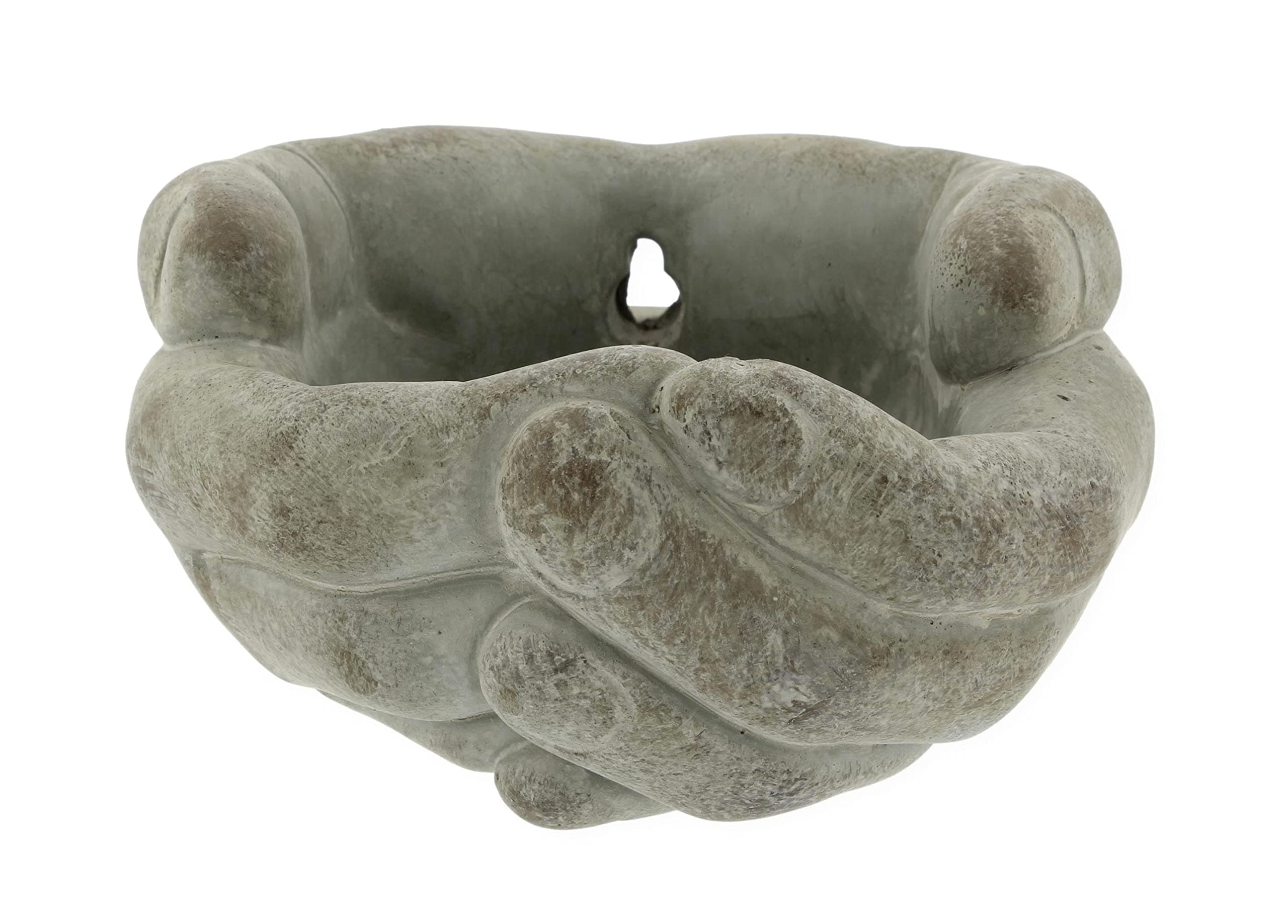Cupped Hands Sculpture Cement Wall Planter Pot