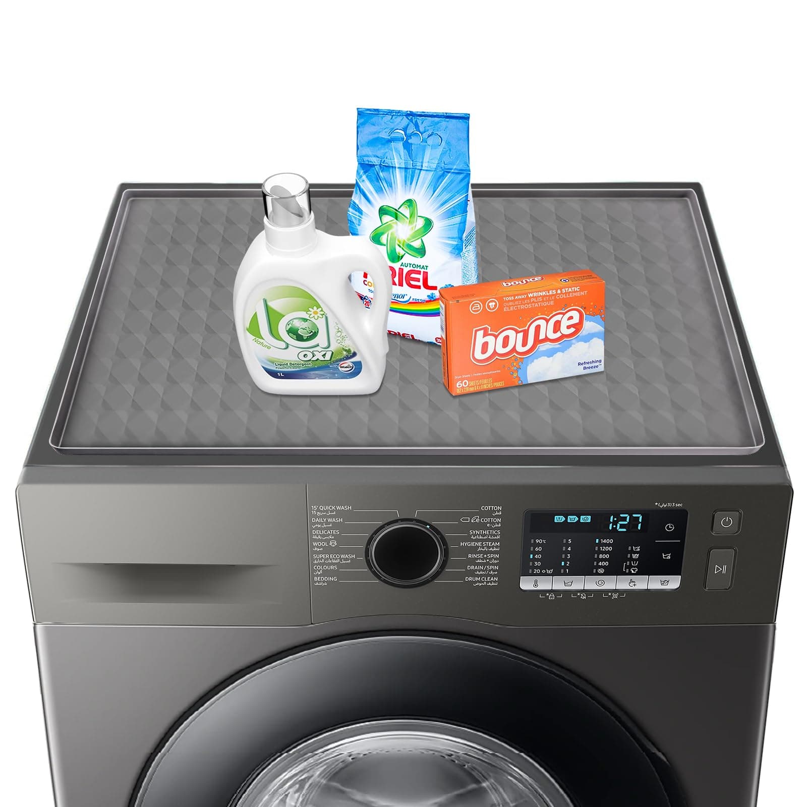 Garolue Washer and Dryer Top Protector Mat,23.6“ x 19.7" Silicone Rubber Mat for Laudry Machine & Dryer,Non Slip Heavy Duty Waterproof Washable Top Cover Pad for Home Kitchen Laundry Room