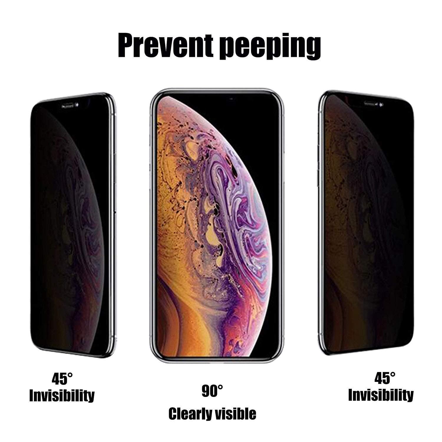 MisVoice Privacy Glass Screen Protector for iPhone XR 6.1" 3D Curved Full Coverage/Case-Friendly Anti-Peeping/Anti-Spy Tempered Glass Screen Protective Film