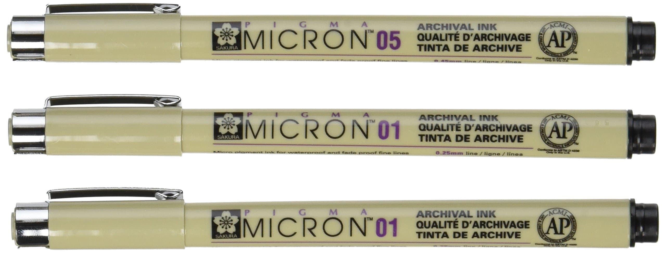 Sakura Micron Pen Set, Zentangle, 3 Pieces, 3 Count (1 Pack) Black