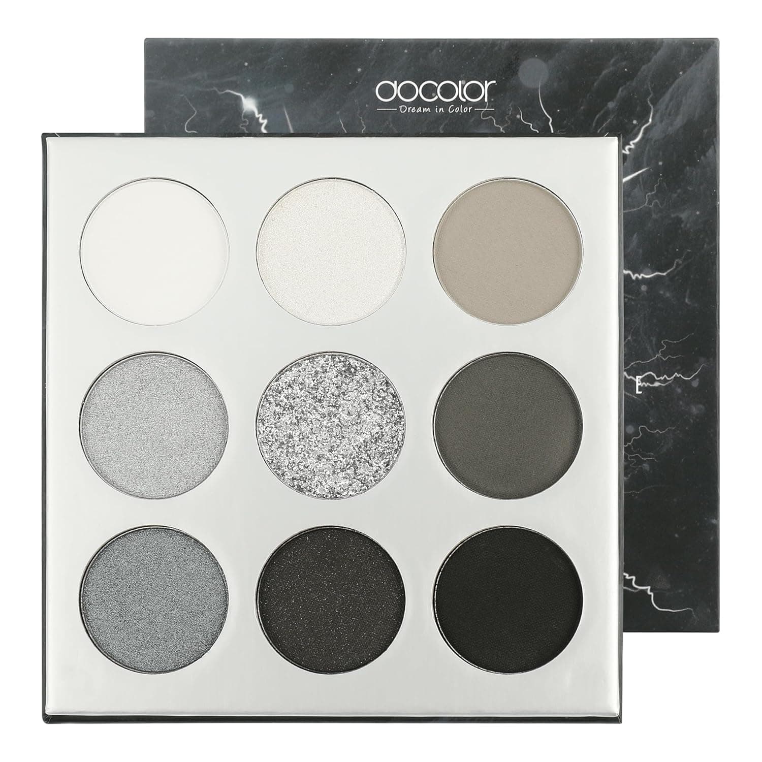 Docolor 9 Colours Black Eyeshadow Palette Shadow Palette Highly Pigmented Mattes Shimmers Naure Smokey Glitter Cream Colorful Powder Waterproof Makeup Palette-Space