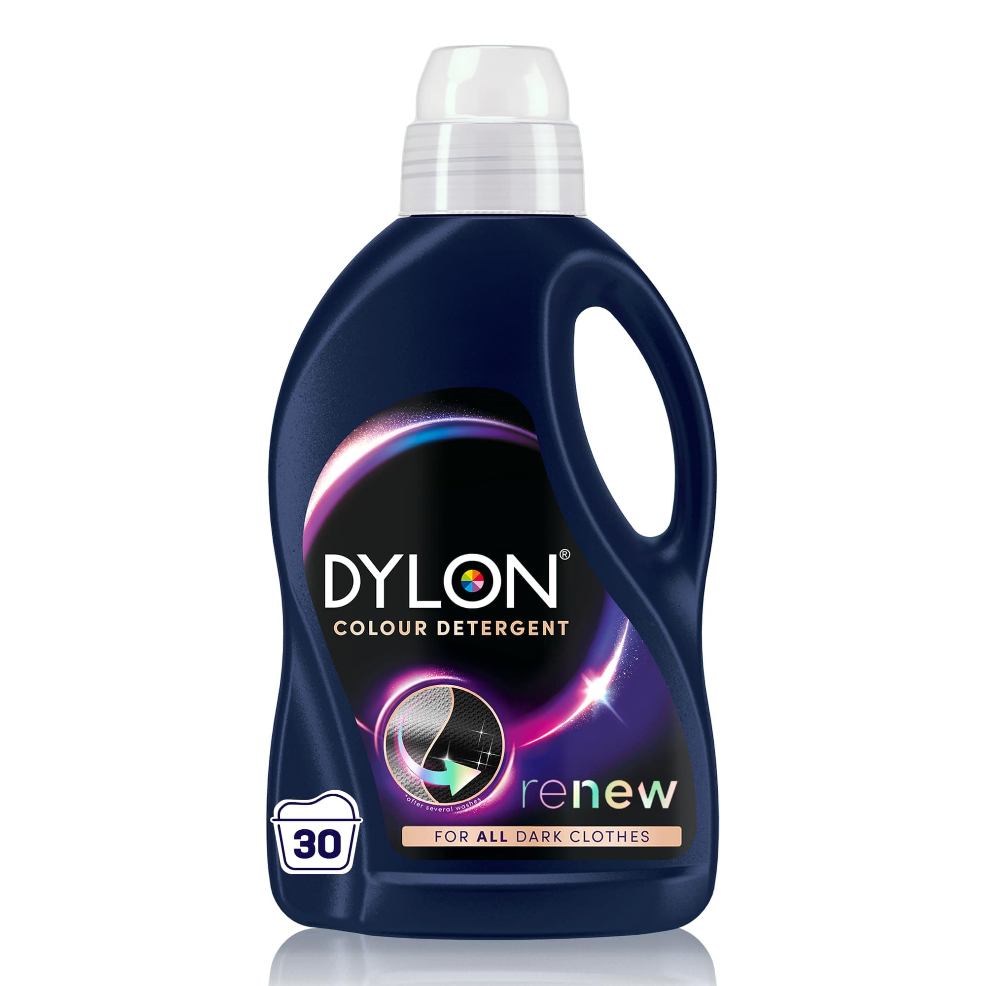 Dylon Black & Dark Detergent (30 Wash Loads), Liquid Laundry Detergent for all Black & Dark Clothes, renewing in every wash with optimal results in 10 washes