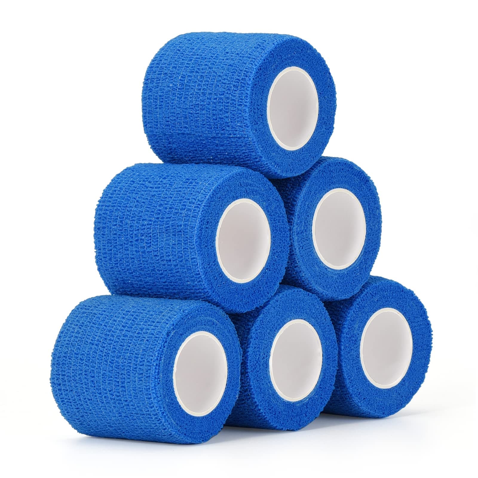 6 Roll Self Adhesive Bandage Wrap 2 Inch Self Adherent Cohesive Bandages Athletic Sports Tape for Wrist Ankle Elastic Stretch Bandage Pet Vet Wrap for Dog Horse (Blue)