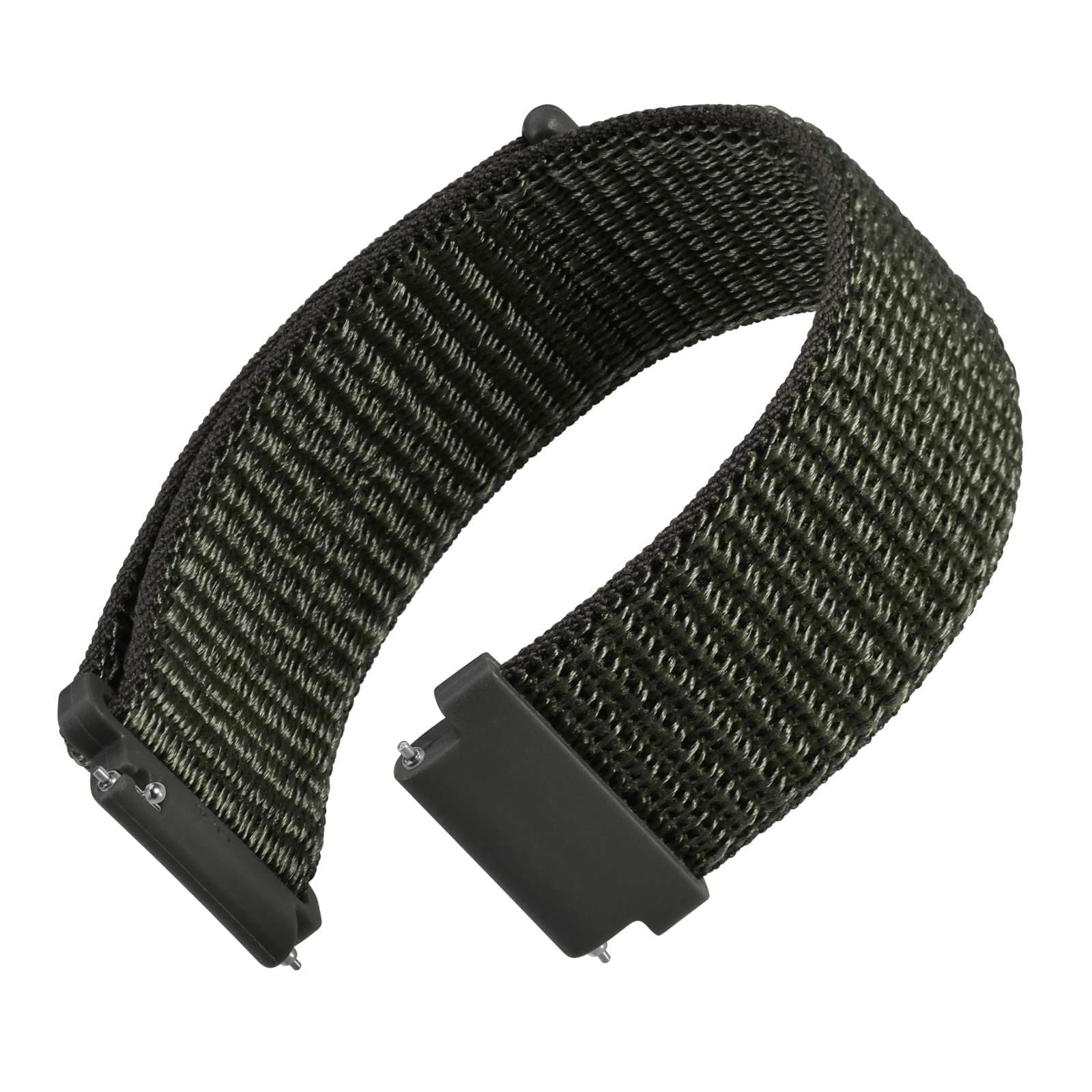 WOCCI 24mm Adjustable Nylon Watch Band, Quick Release Sport Loop Strap (Army Green)