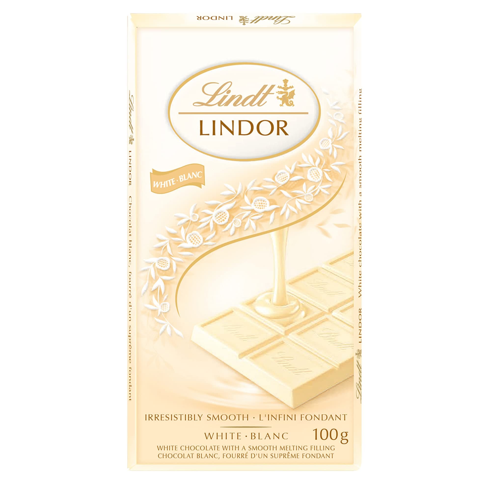 Lindt Lindor White Blanc White Chocolate Bar, 100 g