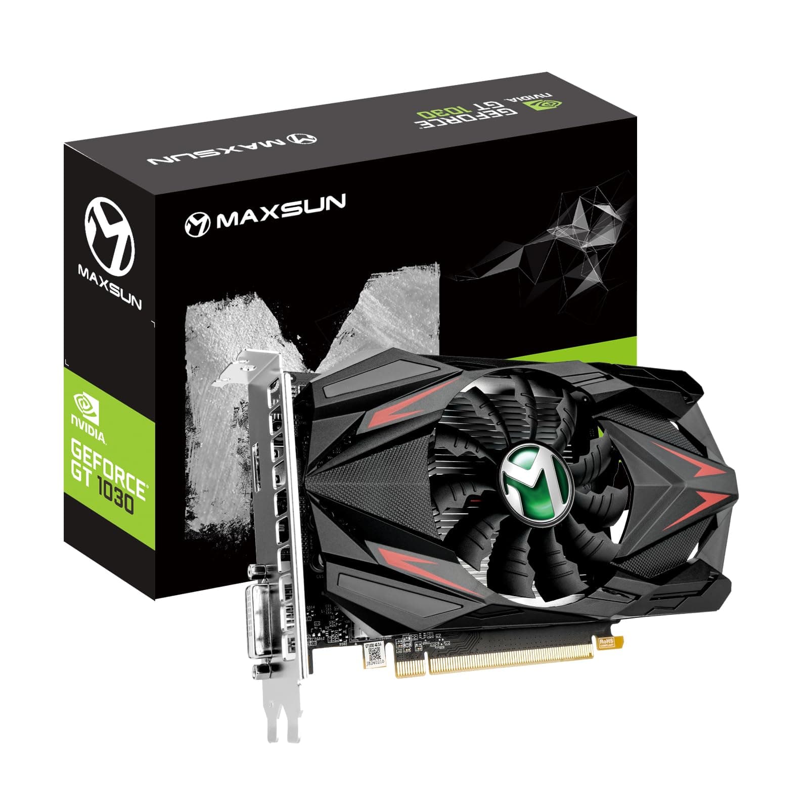 maxsun GEFORCE GT 1030 2GB GDDR5 Video Graphics Card GPU Mini ITX Design, HDMI, DVI-D, Single Fan Cooling System