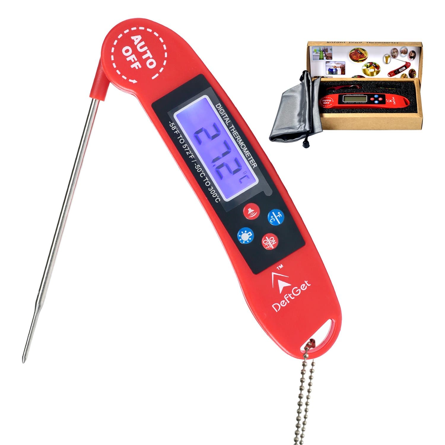 Instant Read Meat Thermometer Digital for Grill BBQ Baking Steak Grilling Cooking & All Professional Food Thermometer Upgrade - Includes Internal Meat Temperature Guide