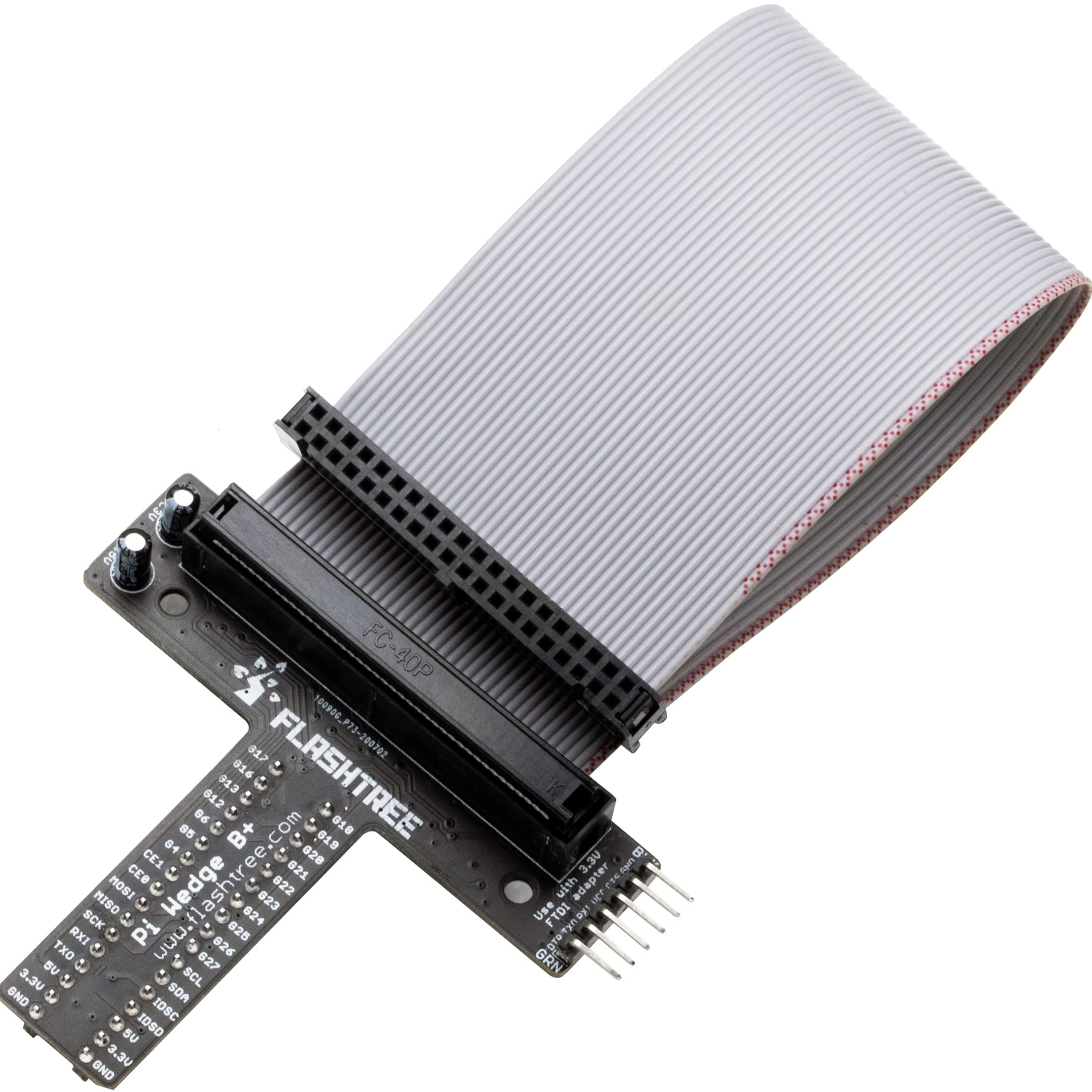 GPIO Breakout Expansion Board T-Type GPIO Adapter + 40 Pin Flat Ribbon Cable (8") Compatible with Raspberry Pi 5/4/3/2/1/Zero