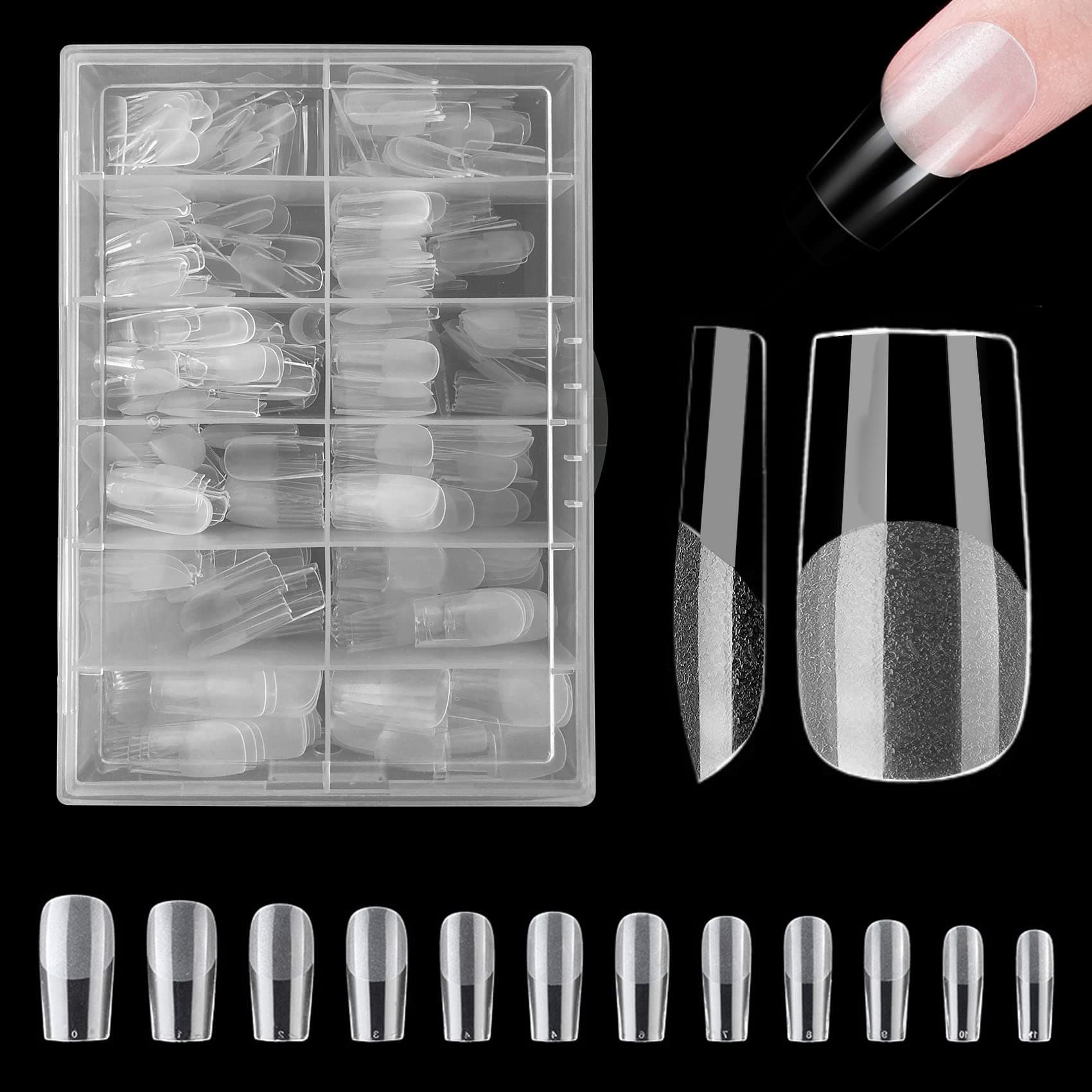 420PCS Short Square Full Cover Nail Tips - Soak Off Easy Nail Extensions, Acrylic False Glue Press on for Art DIY Home (Medium Square)