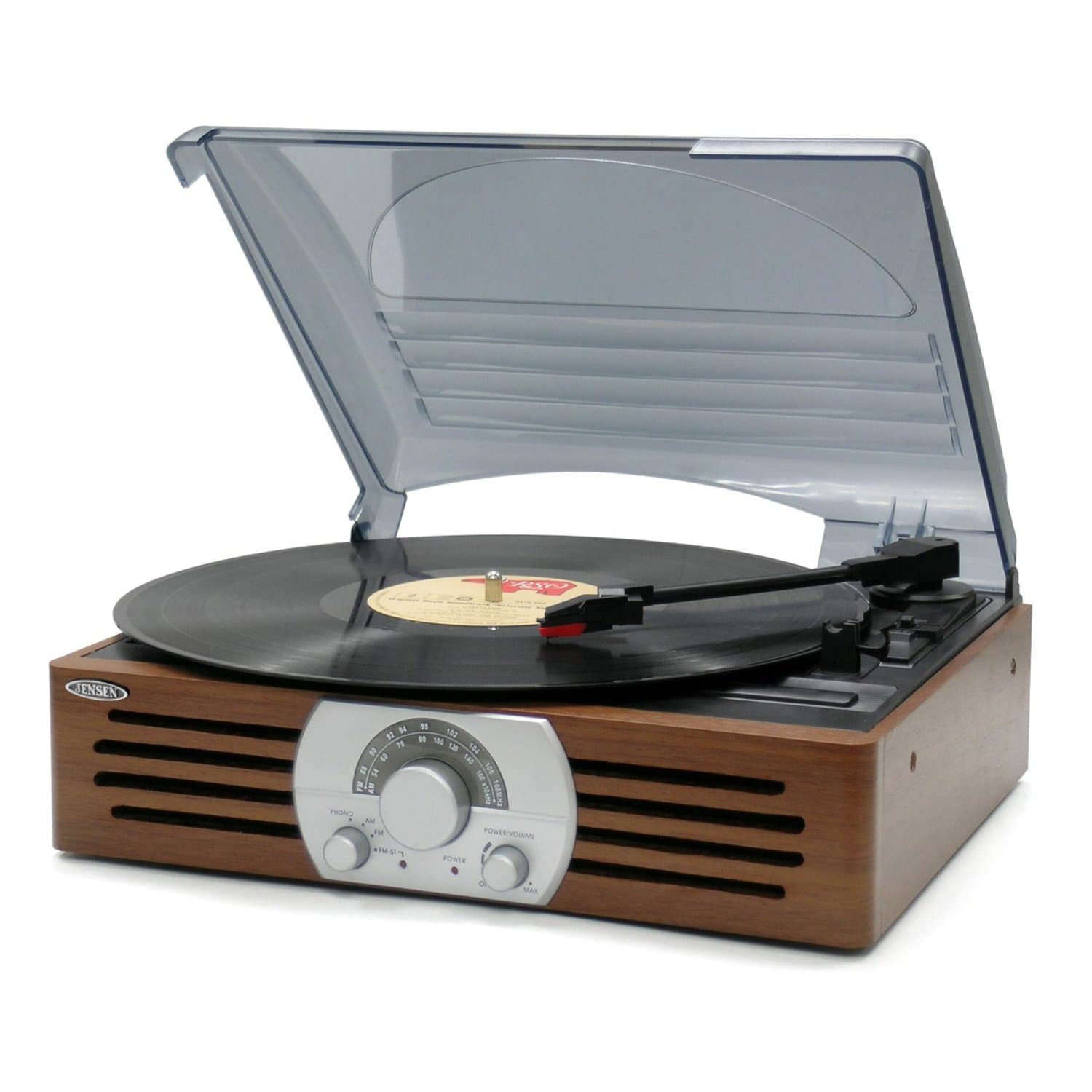 Jensen JTA-222 3-Speed Turntable, case