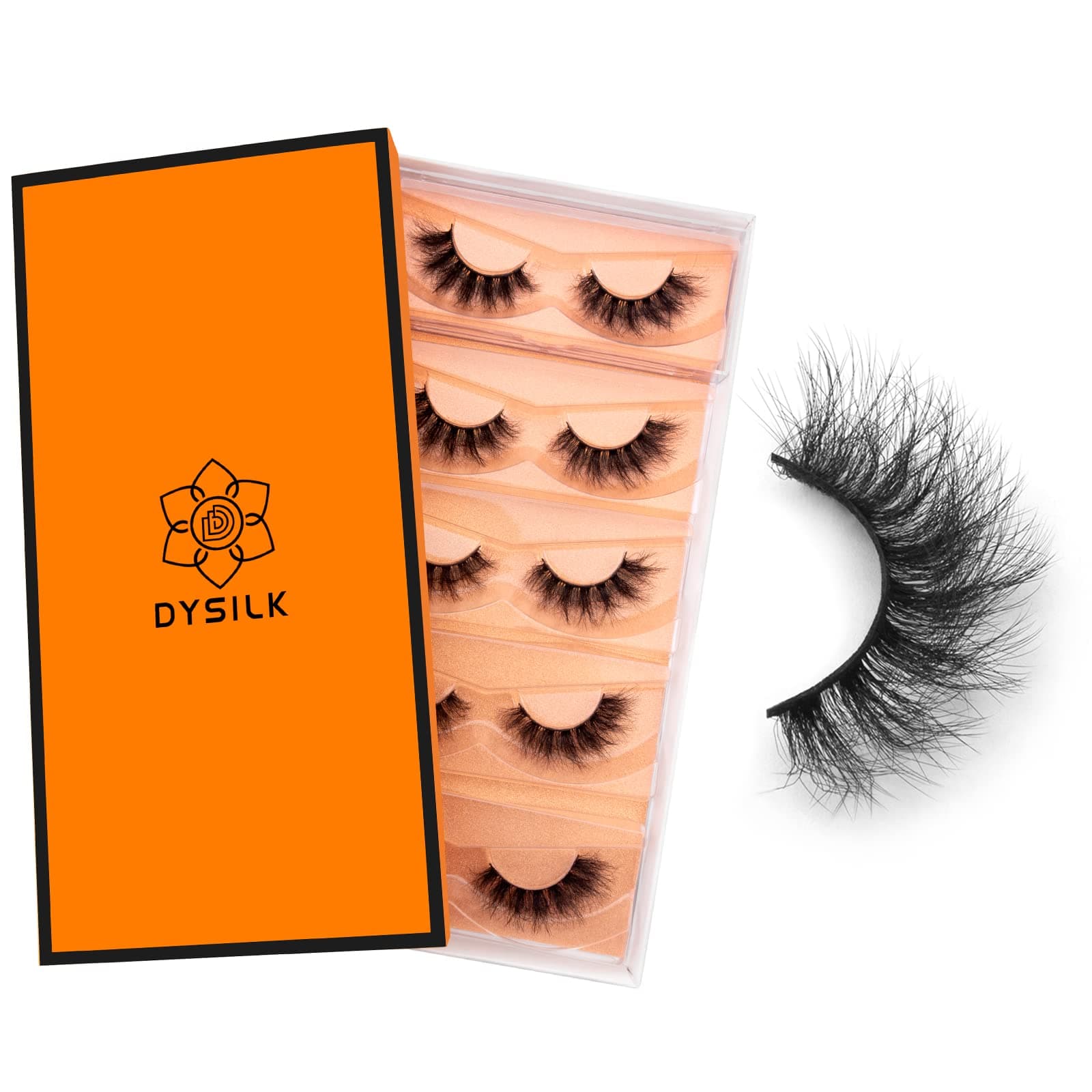 DYSILK Wispy Fluffy False Eyelashes 5 Pairs – 6D Faux Mink Lashes Natural Look Strip Lashes Soft Reusable Up to 15 Wears Lightweight Lash Pack | Fluffy- 16mm