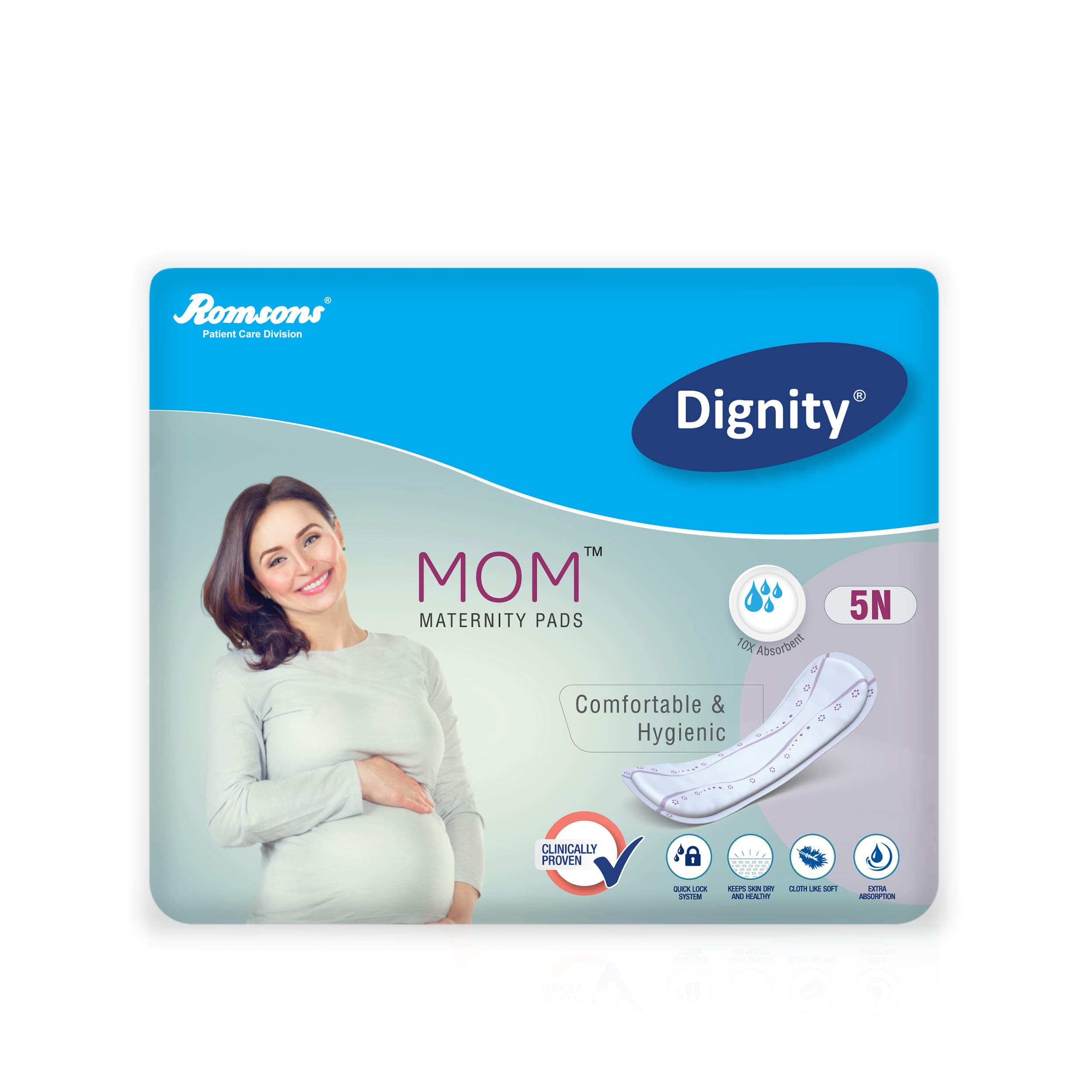 Mom Maternity Pads | 10x Absorbent | Comfortable & Hygenic (Pack of 1) 5 Pieces