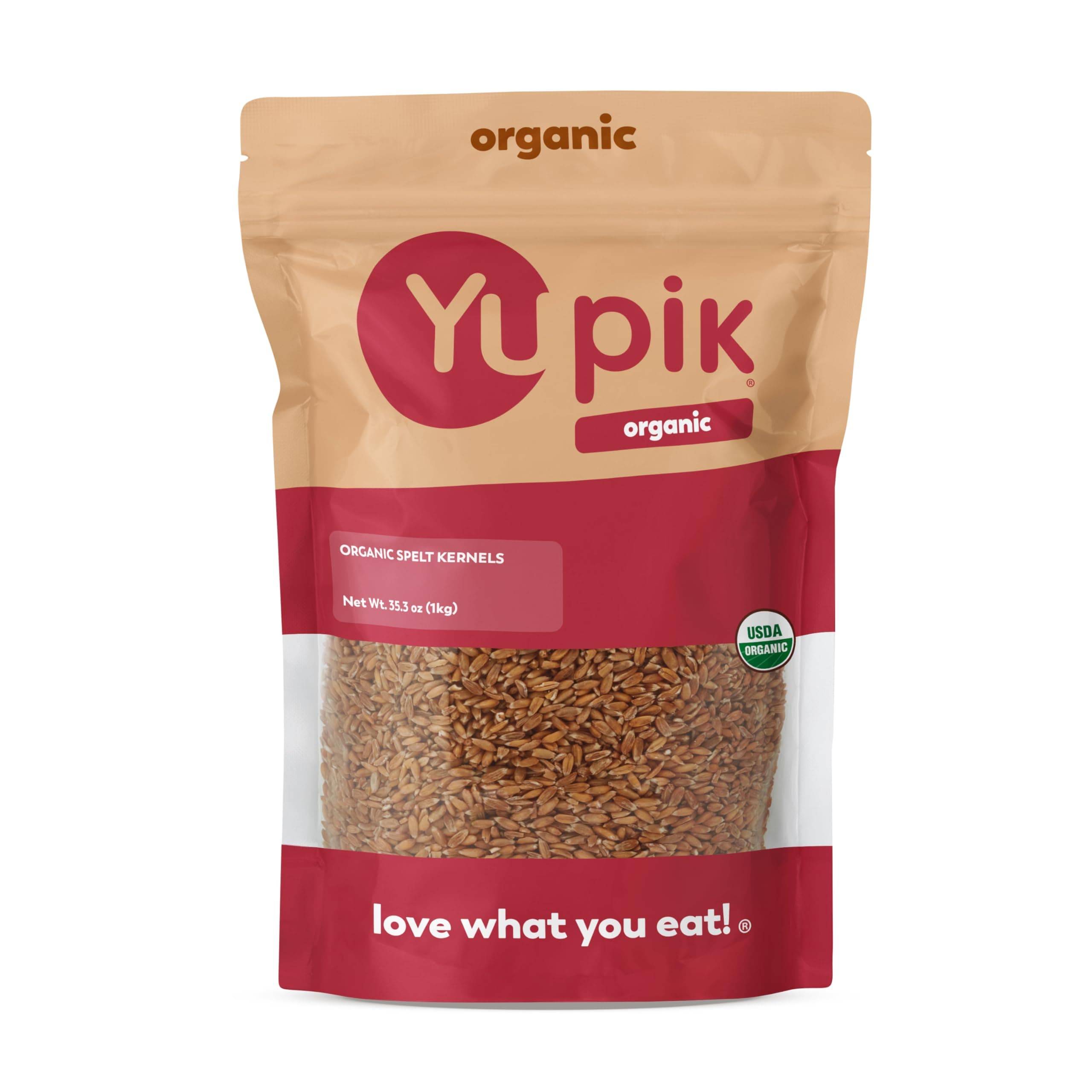 Yupik Organic Spelt Kernels, 2.2 lb (35.2 oz), Non-GMO, Kosher, Vegan, Raw Hulled Grains, Unsalted, Source of Fiber, Ideal for Baking & Cooking