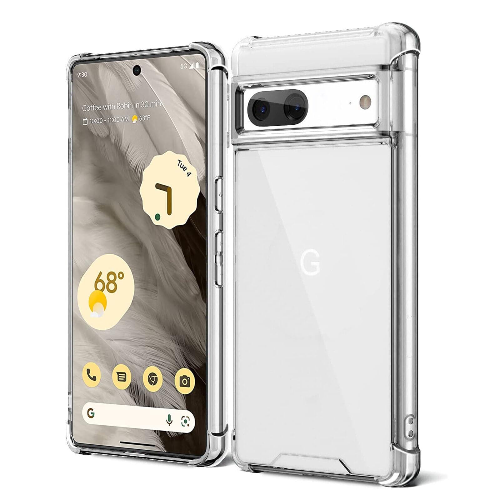 Case for Google Pixel 7 Shockproof Bumper Protective Cover Hybrid Design Hard PC Back + Flexible TPU Raised Bezel Slim Fit with Airbags Corners Crystal Clear