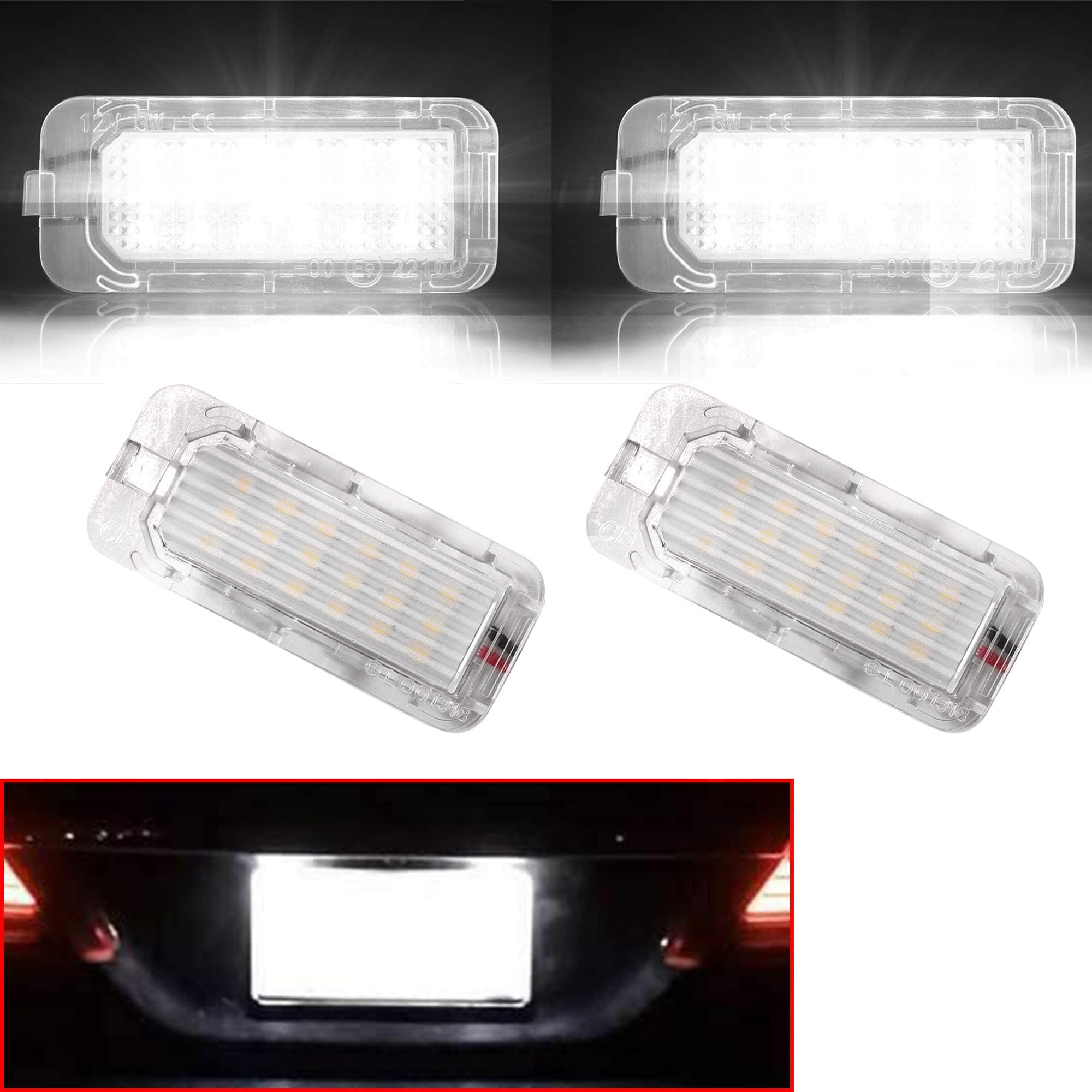 2 Pcs Error Free Xenon White LED License Plate Light Compatible with 2009-2018 Ford Explorer Fiesta Fusion Escape Focus Mondeo Lincoln MKC Rear License Tag Lights Lamp BB5Z-13550-A