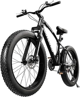 26 Inch Fat Tire Mountain Bike, 4-Inch Tide Tires 21-Speed Dual Disc Brake Bicycle with Suspension Fork, Heavy-Duty 400lb Mountain Bike for Big & Tall Riders