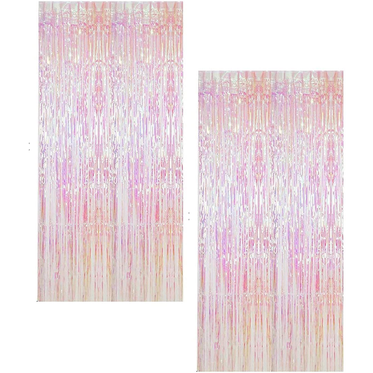 Xspring Foil Fringe Curtains, 2 Pack 1M X 2M Streamer Backdrop Curtains, Streamers Party Decorations, Multicolor Tinsel Curtain, Glitter Streamer Backdrop for Photo Backdrop Event Decor