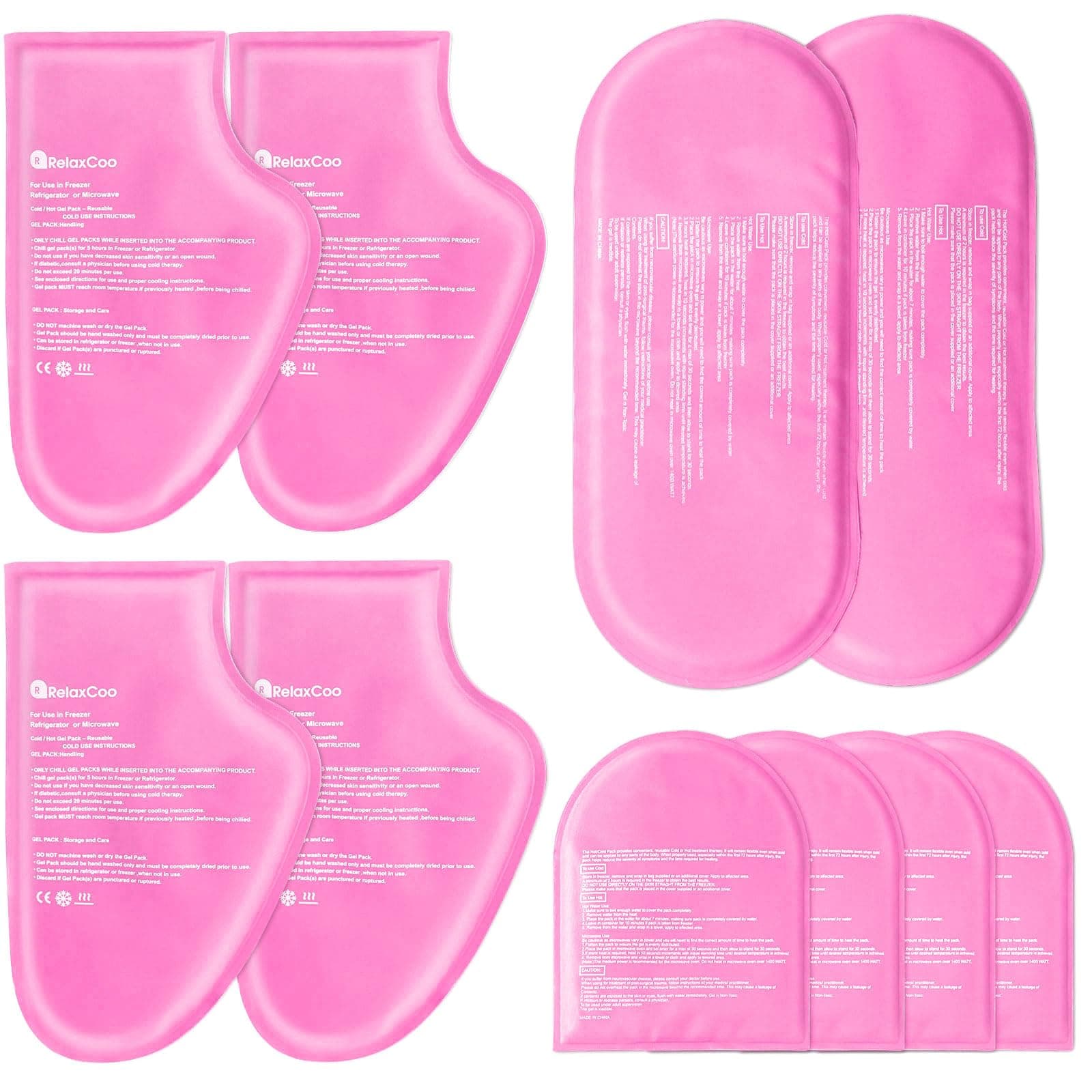 RelaxCoo Replacement Gel Ice Packs for Cold Therapy Socks & Hand Ice Pack Gloves (10-Piece Set) Extra Reusable Ice Pack Compresses for Injuries - L