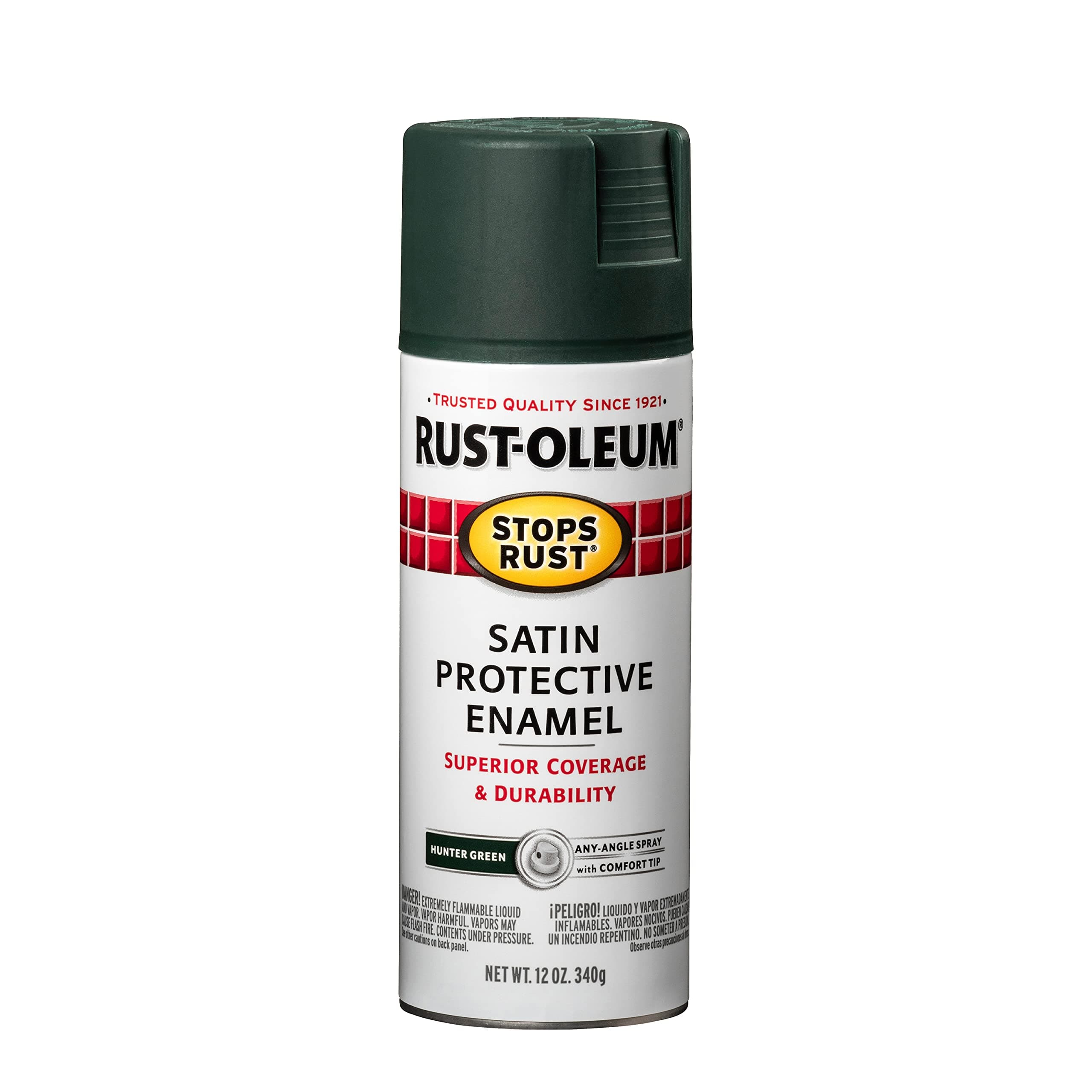 Rust-Oleum 7732830 Stops Rust Spray Paint, 12 oz, Satin Hunter Green