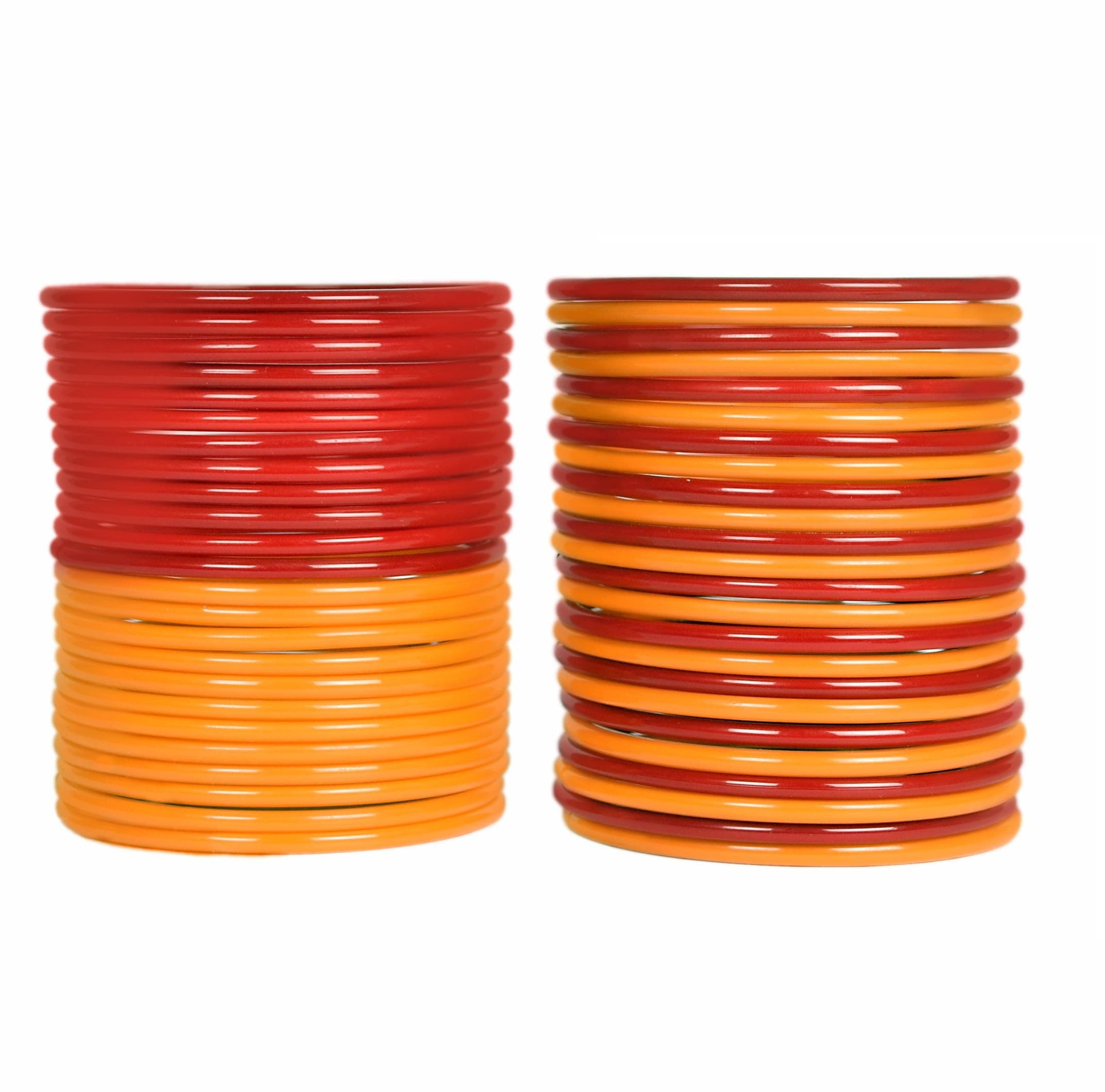 Swara Creations Plain Glass Bangle Set for Women/Smooth Finish Combo of Red &...