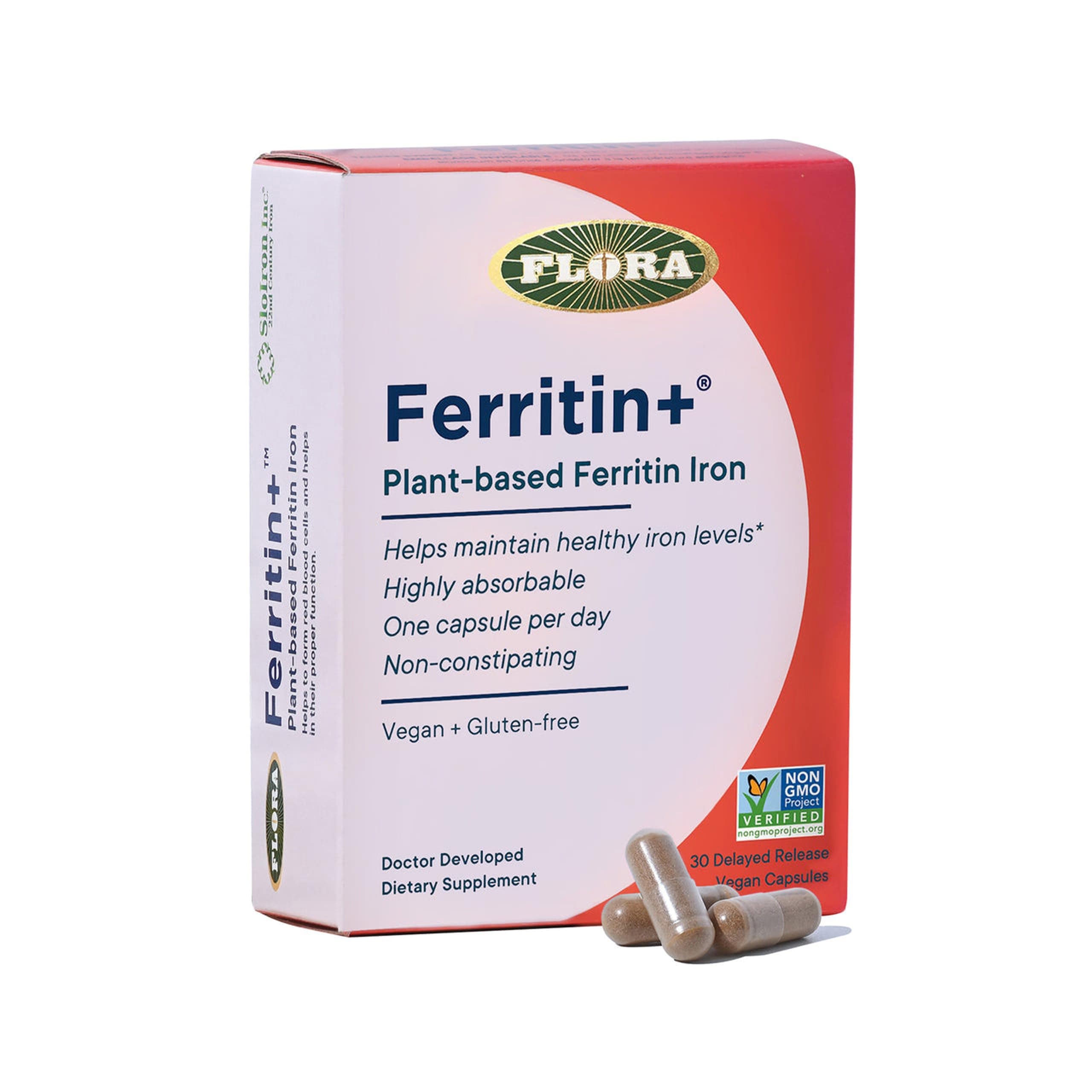 Ferritin+, Plant-Based Ferritin Iron, 30 Delayed Release Vegan Capsules