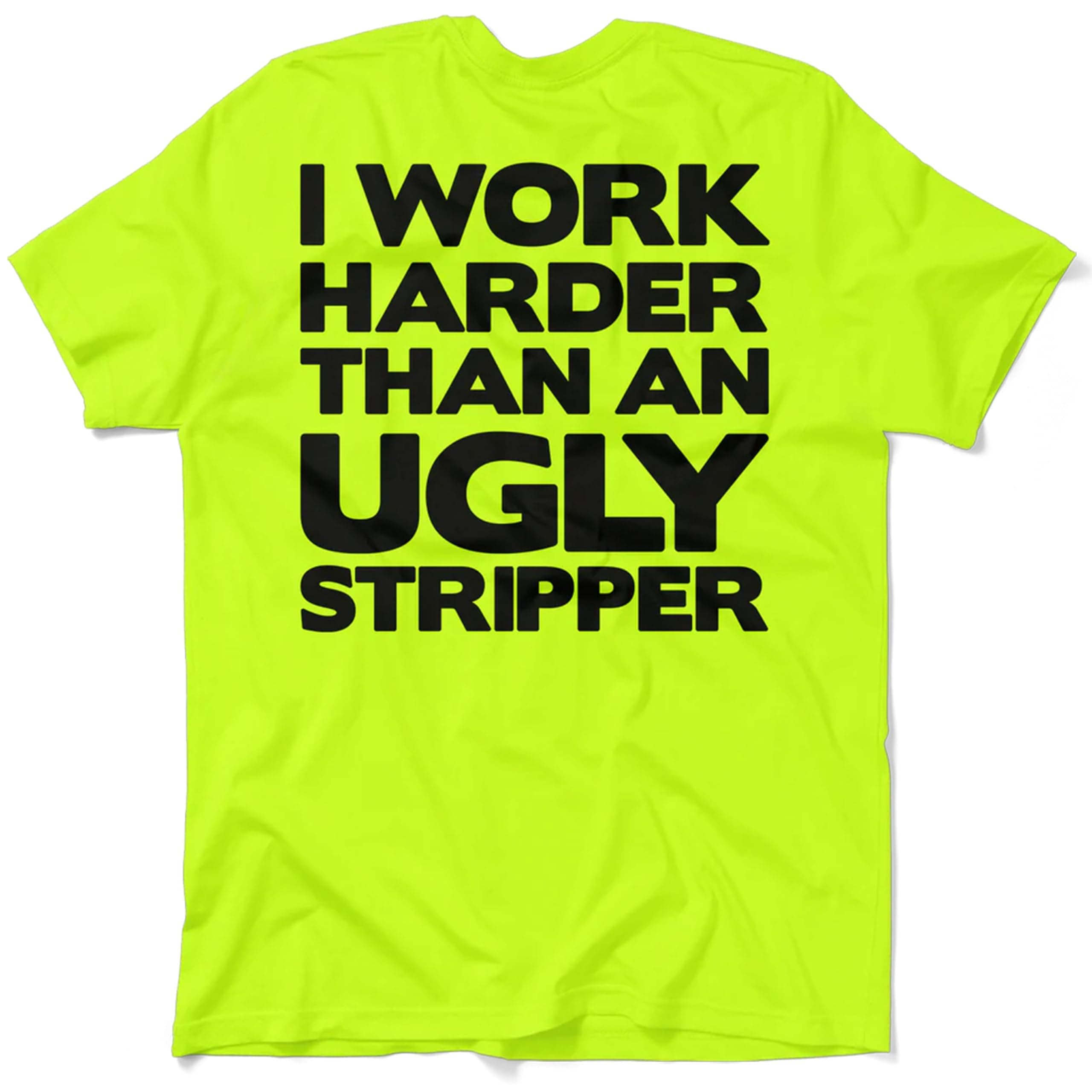 Hi Vis, Hi Viz Work Harder Cotton/Poly Blend Half-Sleeve Safety T-Shirt, Funny Work Shirts for Men, Safety Yellow