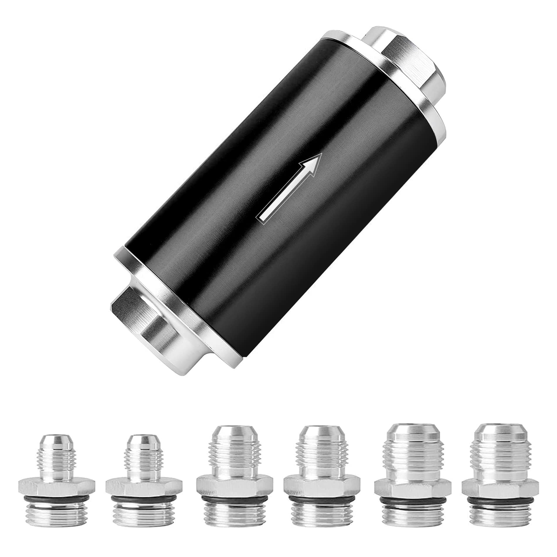 30 Micron Inline Fuel Filter with 6AN 8AN 10AN Adapter Universal 60MM