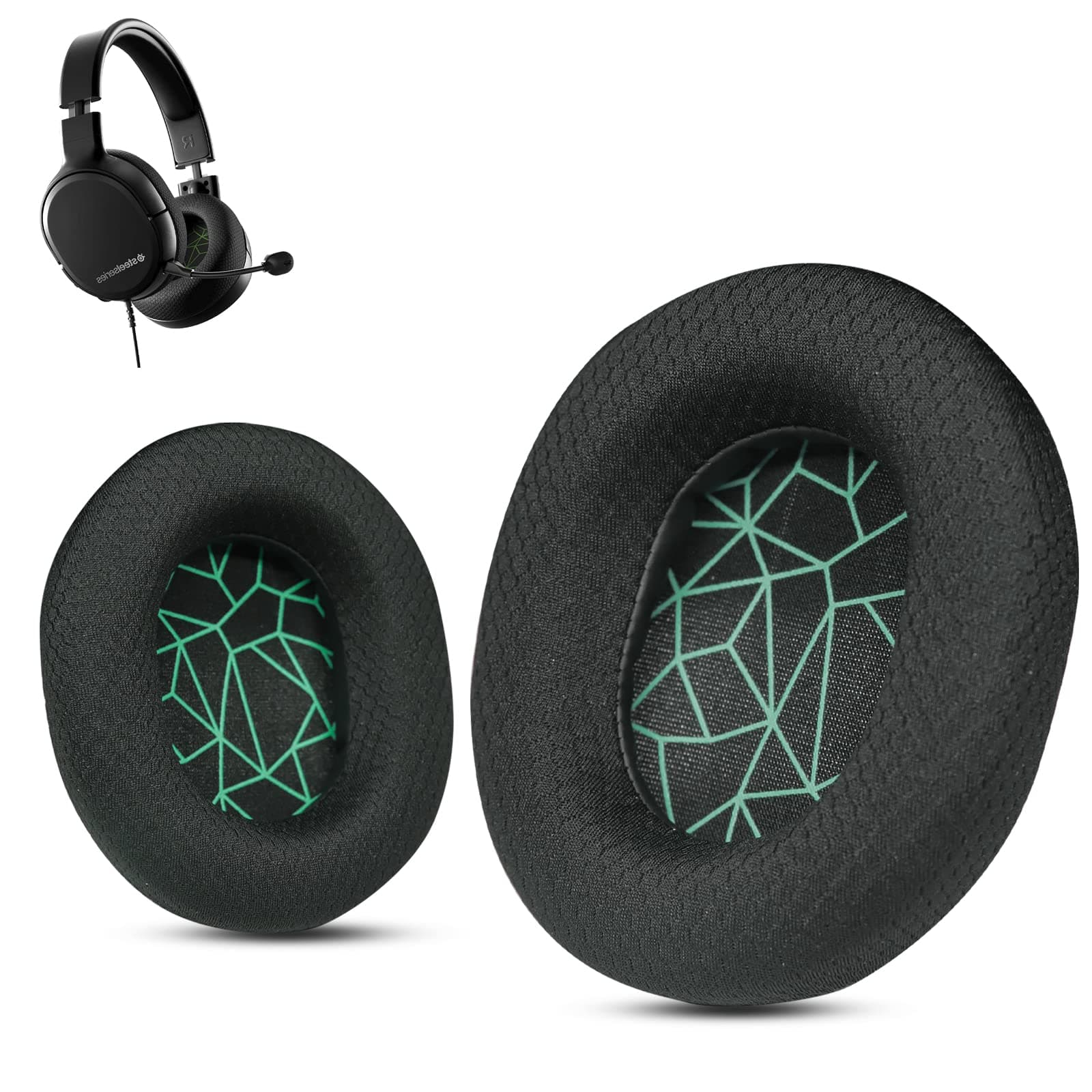 Steelseries Arctis 7 Replacement Earpads, Fabric Replacement Earpads Ear fit SteelSeries Arctis Wirelss Arctis 1, Pro, 3, 5, 7, 7+, 7p, 7X, 9, Prime All Models Wireless Headset, Green