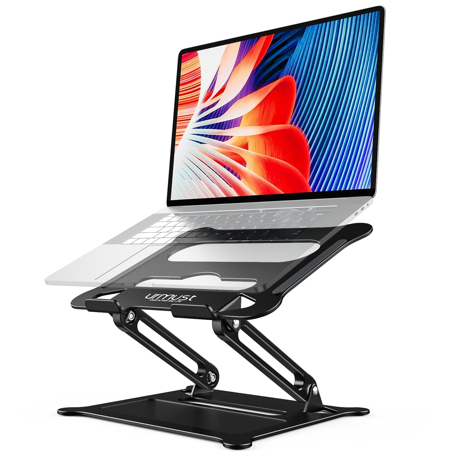 Urmust Laptop Notebook Stand Holder Adjustable Laptop Stand Portable Computer Riser Compatible with MacBook Air Pro HP Dell XPS Lenovo All Laptops 10-15.6"(Black)