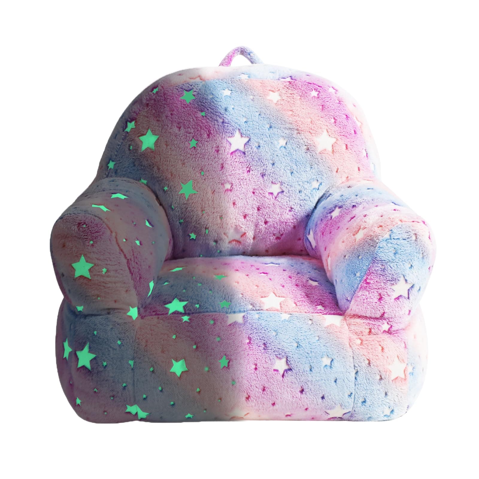 fond + found Toddler Chair, Glow in The Dark Kids Sofa Bean Bag Chair for Kids Children Couch Toddler Mini Sofa Armchair for Children, Lightweight Children Sofa Chairs (Rainbow Pink)