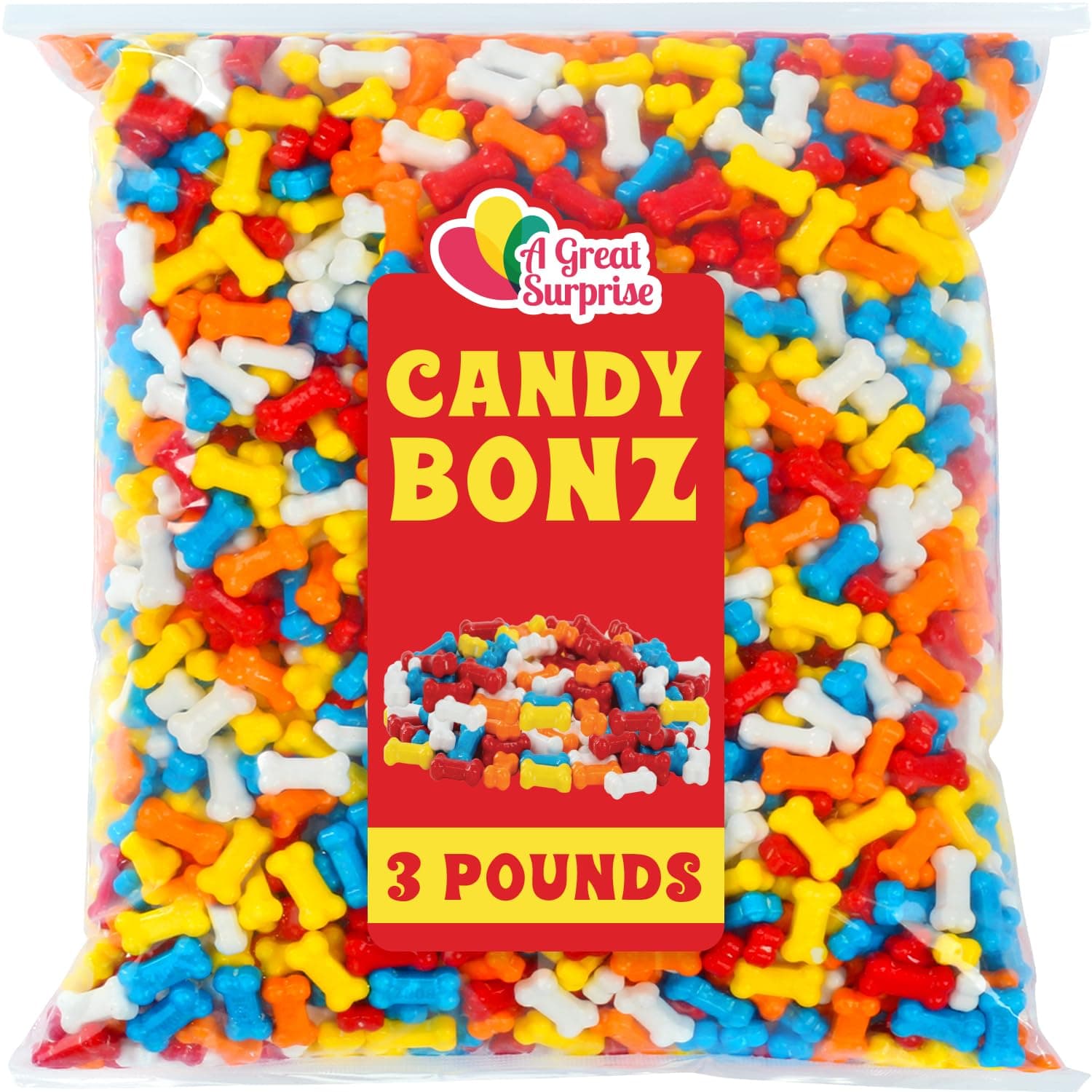 Candy Bones - 3 Pounds - Dog Bone Shaped Candy for Kids Birthdays, Themed Parties