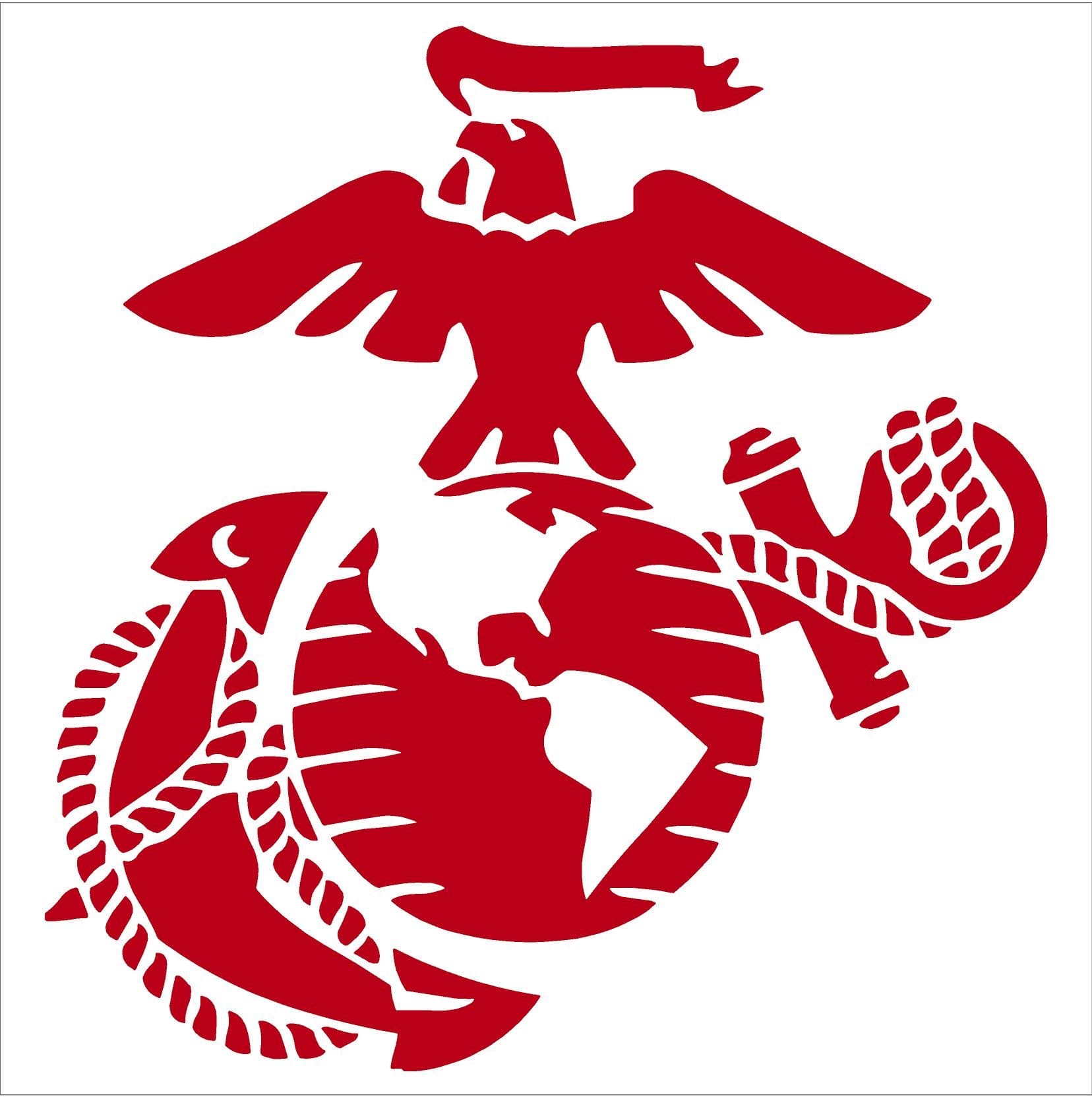 Powercall Graphics Marine Corps - Eagle Globe & Anchor - USMC Car Decal Window Sticker (6", Red)