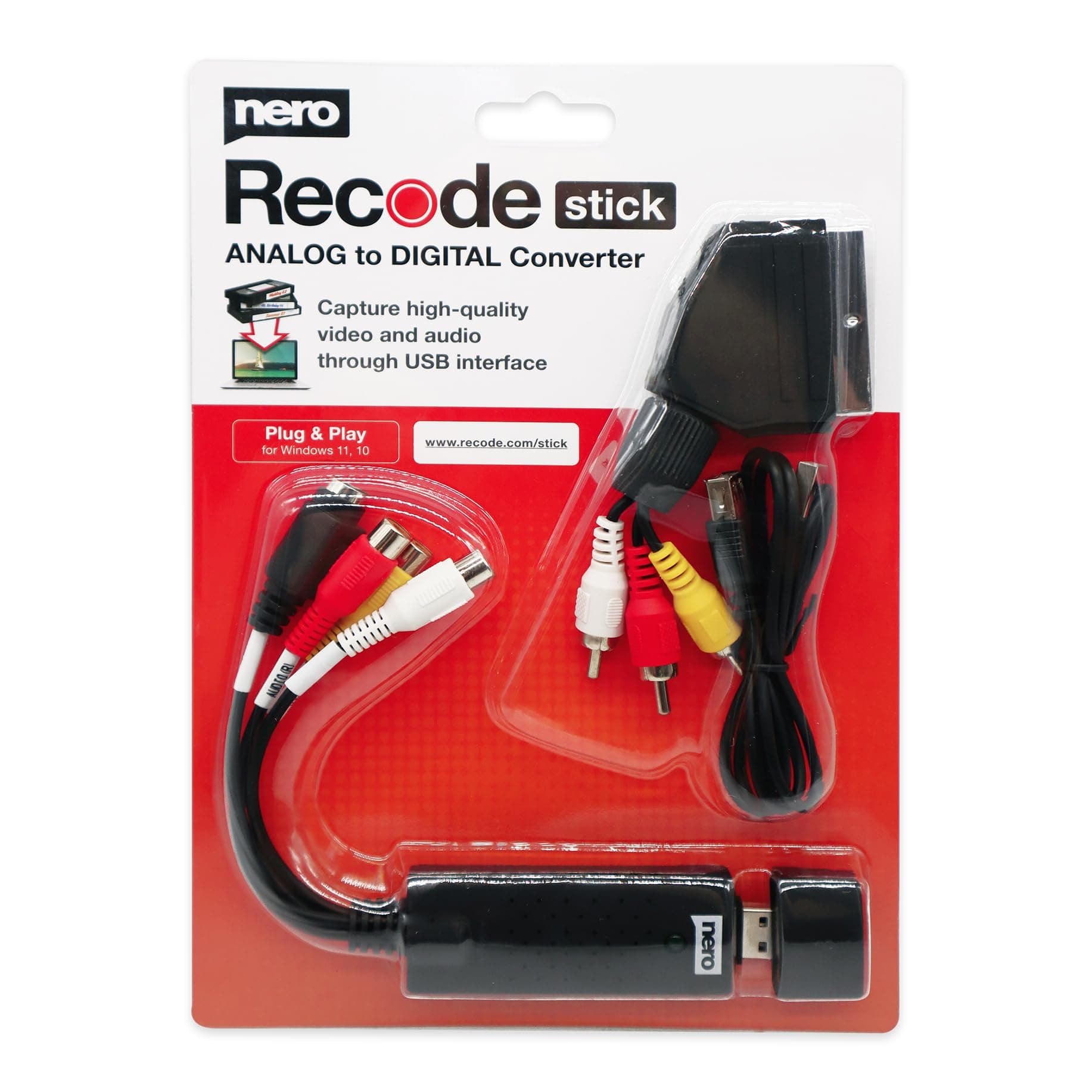 – Nero USB Video Capture Device | VHS to USB Converter for VHS, VCR, Hi8, Super 8 & Analogue Camcorder Tapes | Tape to Digital Digitiser with SCART Adapter | Windows 10/11 | macOS