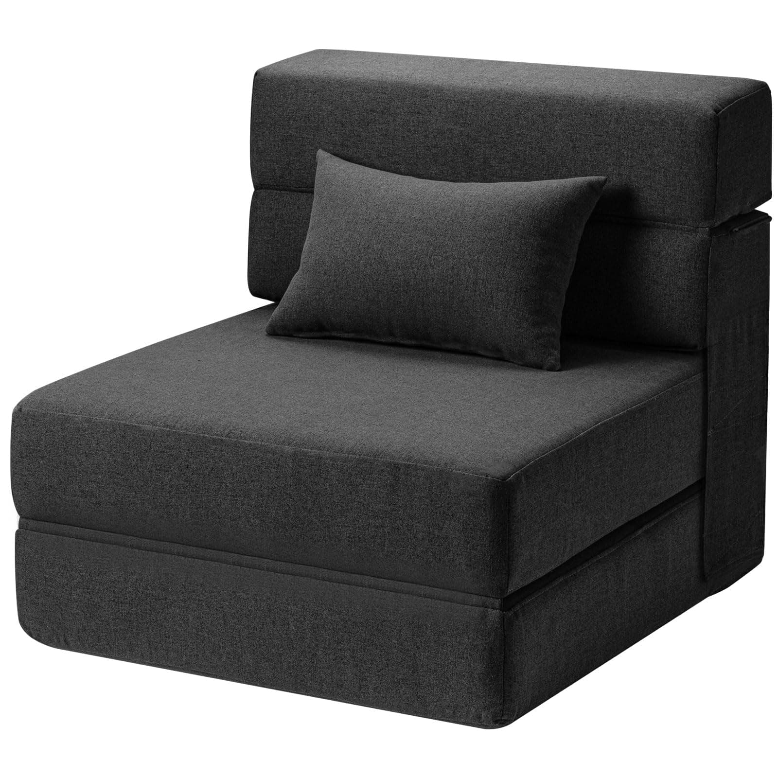 Folding Sofa Bed with Pillow- Convertible Chair Floor Couch & Sleeping Mattress, Foldable Memory Foam Sleeper for Living Room/Dorm/Guest Room/Home Office/Apartment/Loft, Single26, Dark Gray