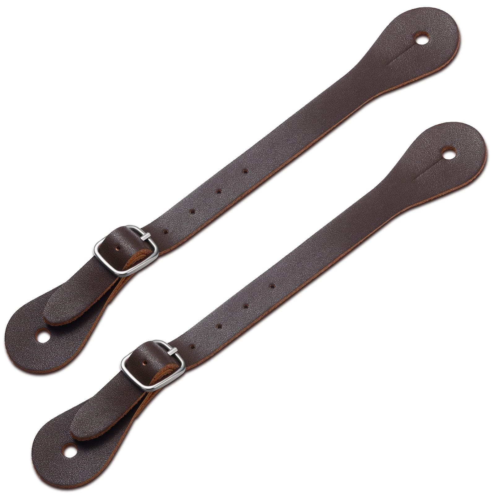 Saintrygo 2 Pieces Leather Spur Straps Western Men Adjustable Boot Straps for Boots Western Women Men(Rustic)