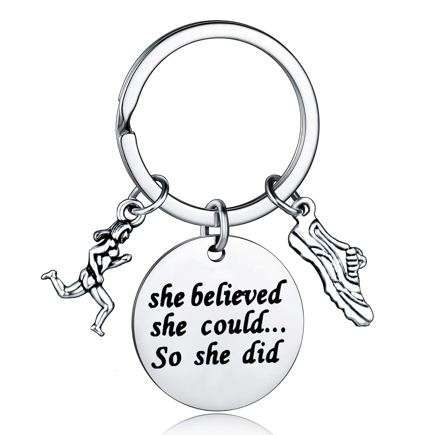 Runner Gifts Runner Keychain She Believed She Could So She Did Marathon Keychain Running Key Chains for Women Girls, Runer Keychain, One Size, Modern