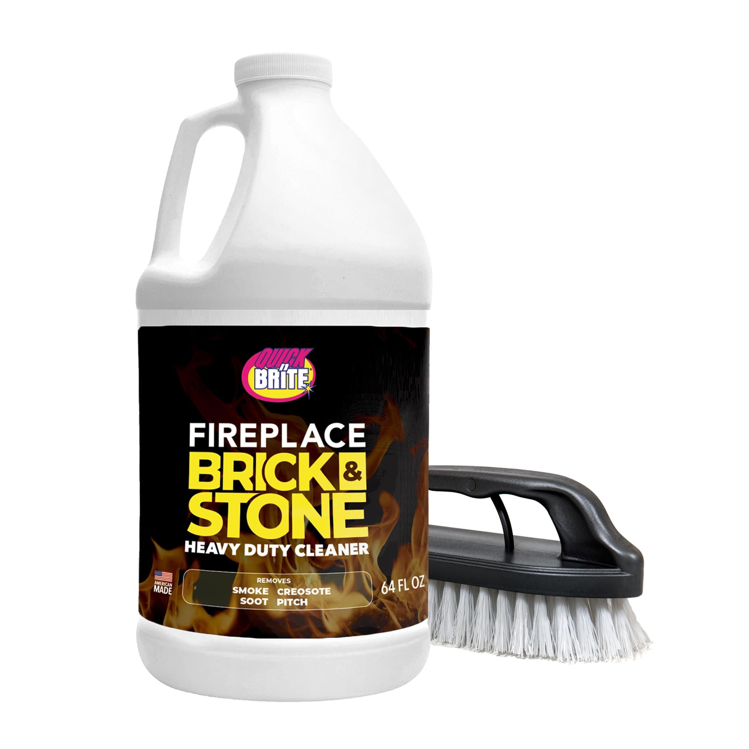 Quick N Brite 暖炉クリーナー レンガ用クリーニングブラシ付き 2個セット 64オンス