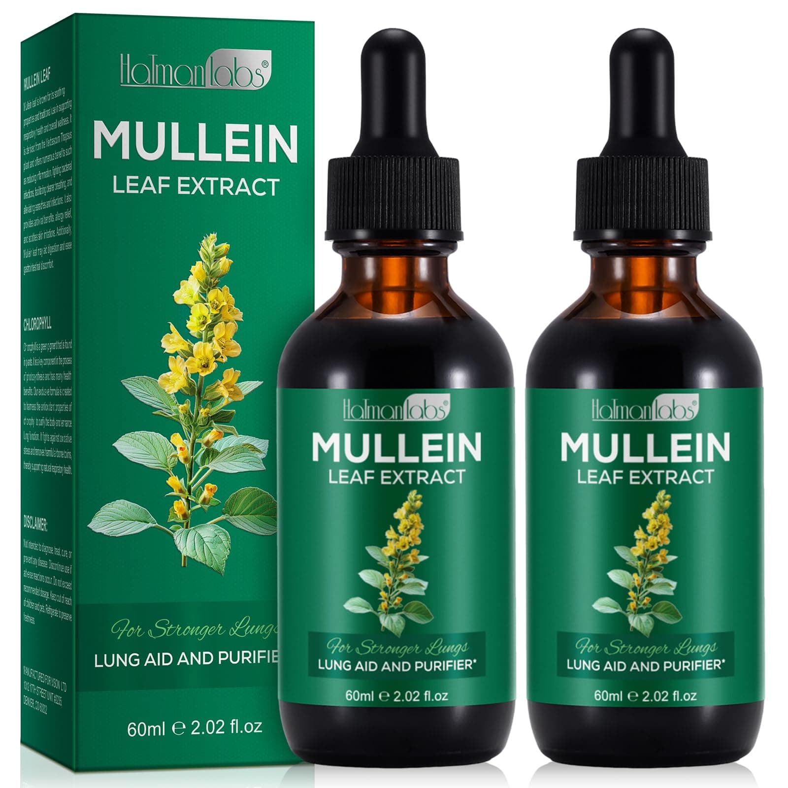 Mullein Drops Leaf Extract For Lungs Balance Liquid Vegan Premium Fast Absorption - 120Ml