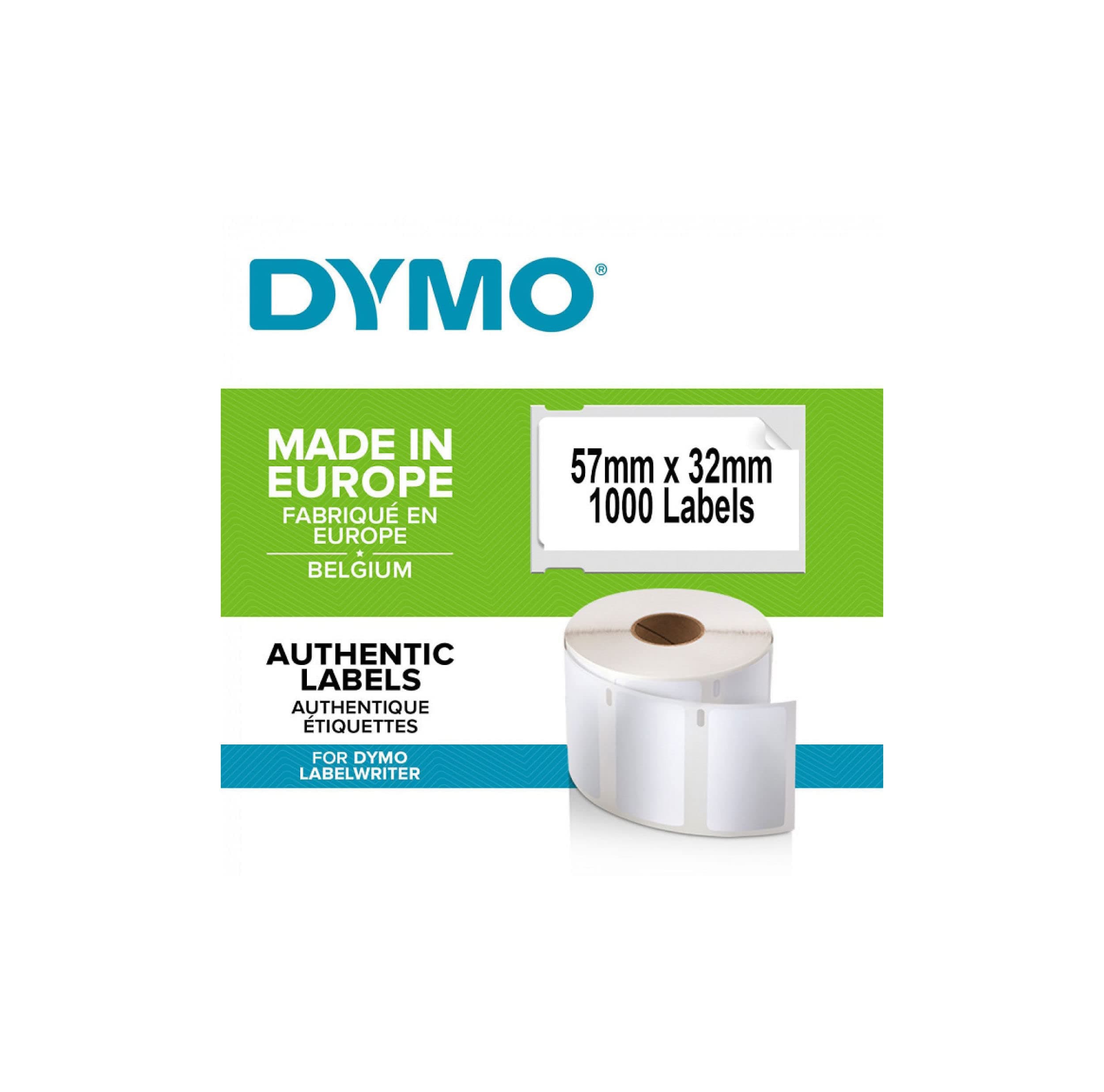 DYMO Authentic LW Multi-Purpose Labels, 57mm x 32mm, Self-Adhesive, Roll of 1000, Easy-Peel Labels, for LabelWriter Label Makers