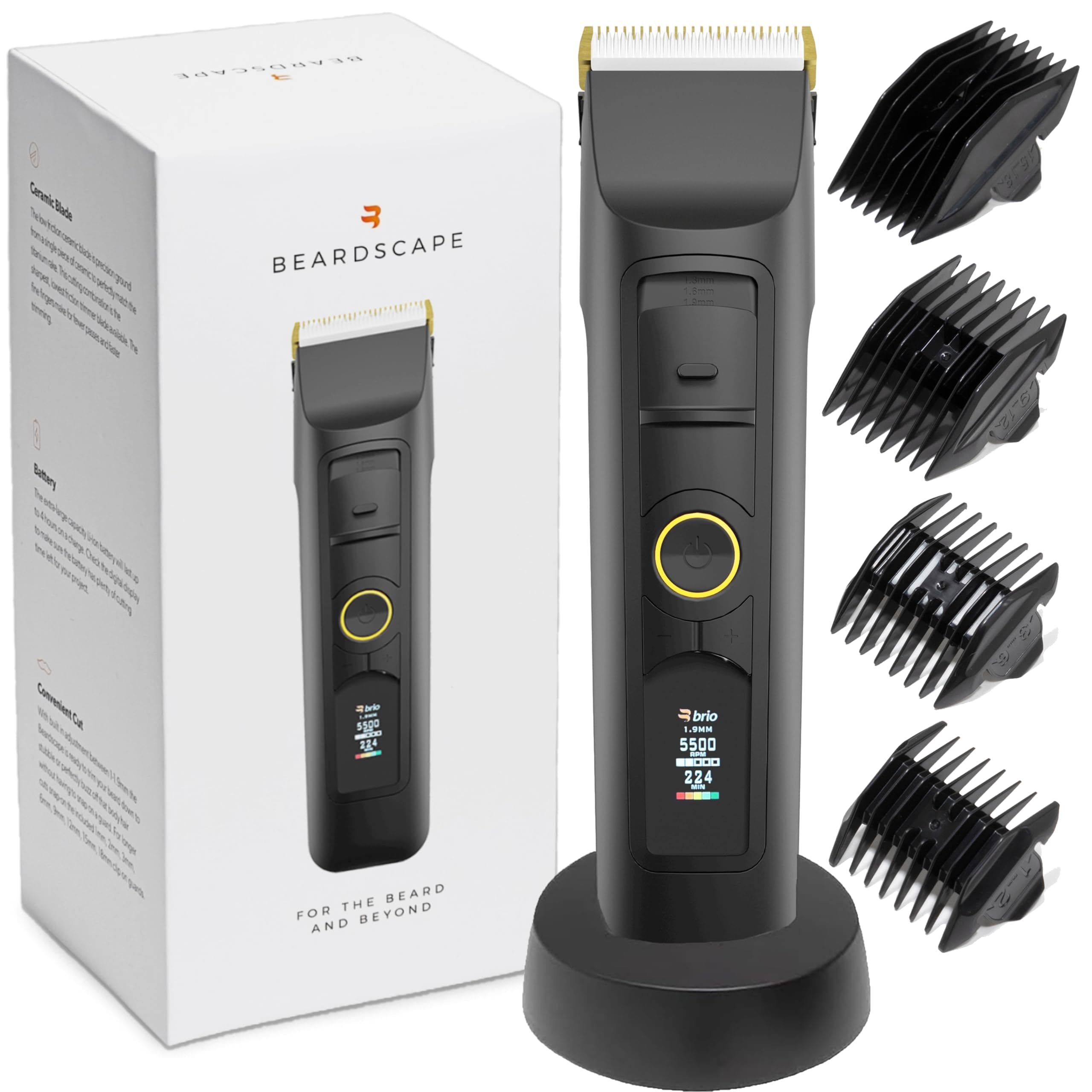 Beardscape V2 Beard Trimmer for Men Professional with Low Friction Ceramic Blade, Cordless Professional Hair Trimmer for Barbers with 4 Hrs of Long Battery Timing, Ideal for Beard & Body (Black)