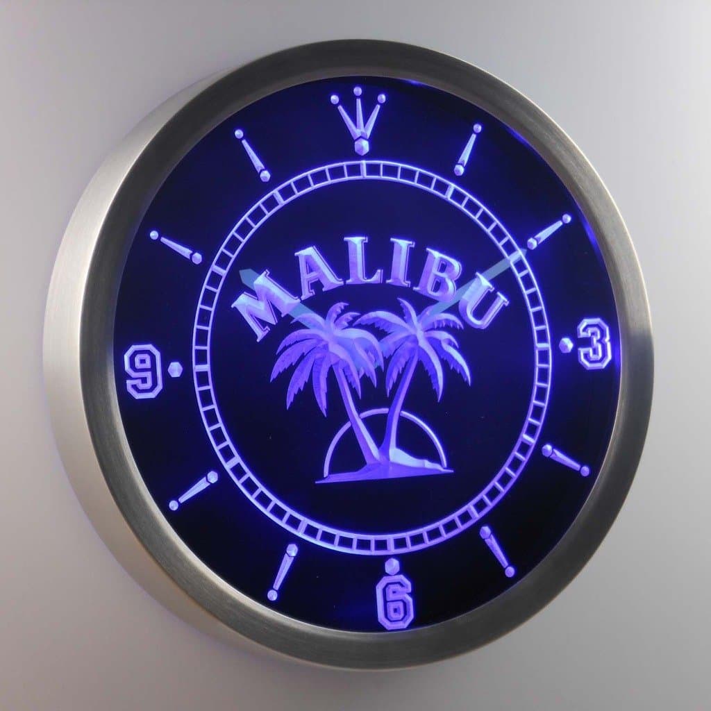 Malibu Rum 3D Neon Sign LED Wall Clock NC0126-B