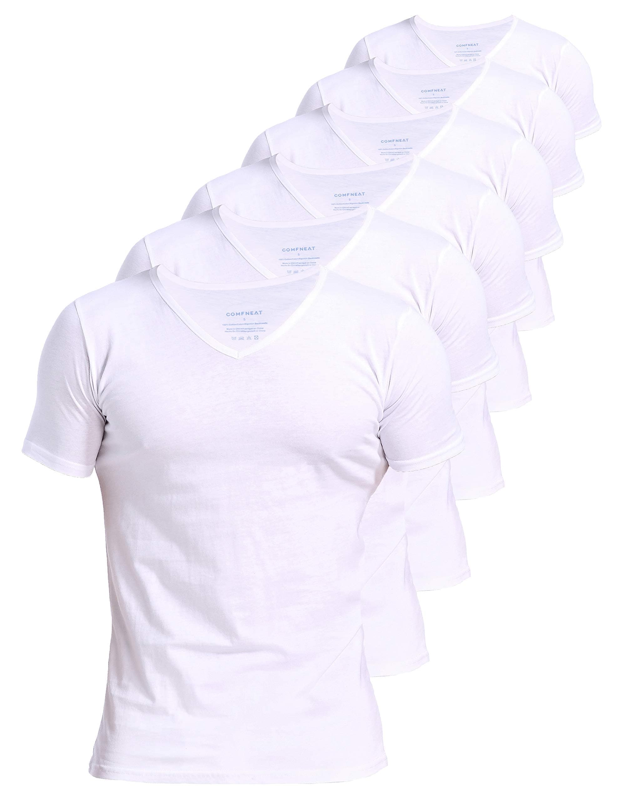 – Men's 4 or 6-Pack Undershirts 100% Cotton Comfy V-Neck T-Shirts