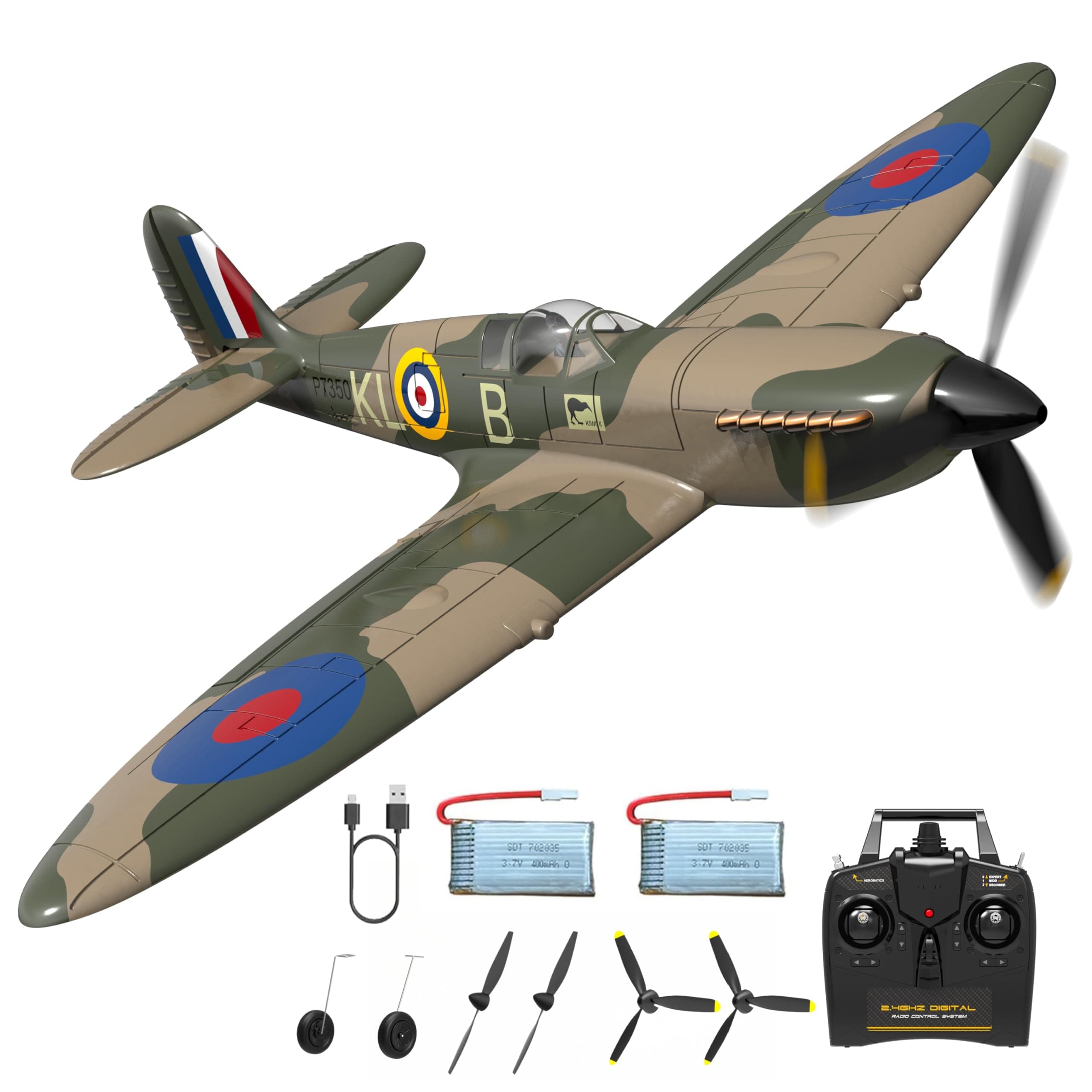 RC Plane 4CH Remote Control Airplane 2.4GHz Ready to Fly SPITFIRE RC Airplane with Xpilot Stabilization System & One Key Aerobatic for Adults Kids Beginners