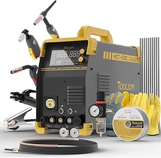TOOLIOM MIG/TIG/CUT/Stick/Flux MIG/Spool Gun Welder 6 in 1 Multiprocess Welding Machine 110/220V Dual Voltage Aluminum Welding Machine Spool Gun Compatible