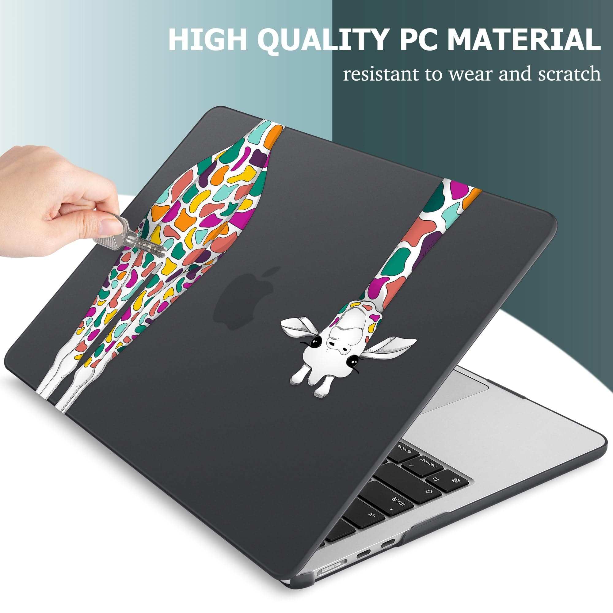 May Chen for MacBook Air 13.6 Inch Case 2025 2024 2023 2022 Release Models: A3240 M4 A3113 M3 A2681 M2, Plastic Hard Shell Case for MacBook Air 13.6" with Retina Display, Black Colorful Giraffe